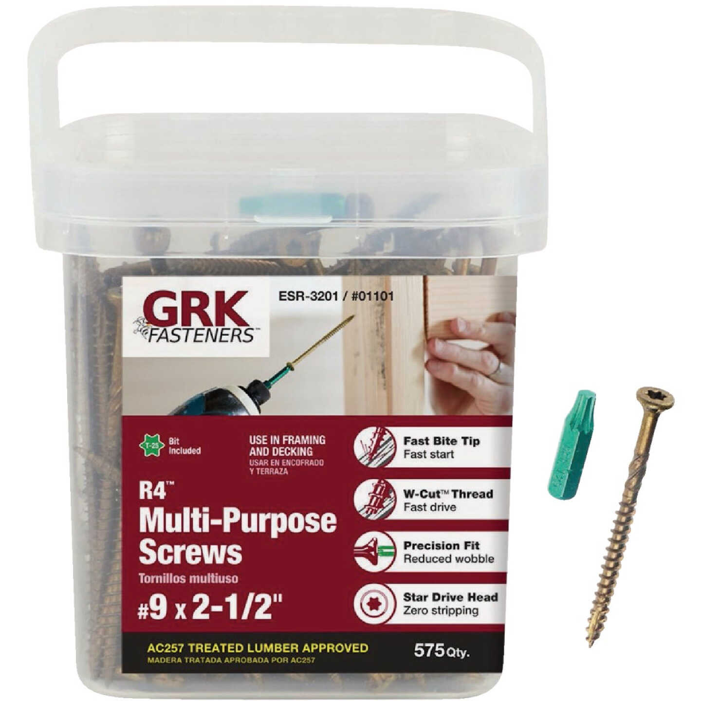 GRK R4 #9 x 2-1/2 In. Star Drive Multi-Purpose Wood Screw (575-Count) Image 1
