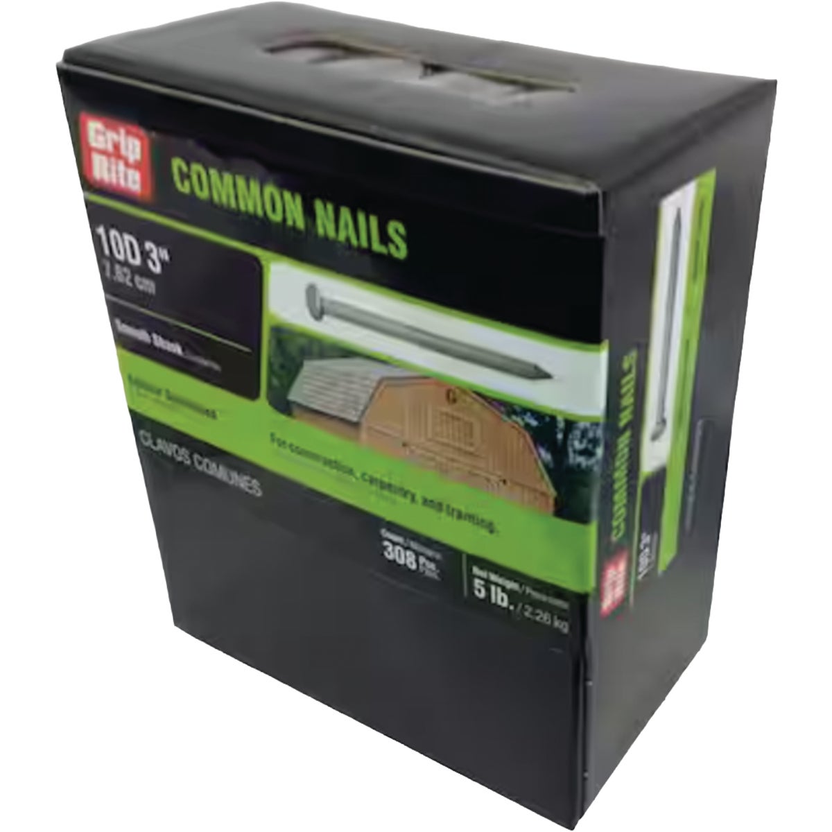 Grip-Rite 3 In. x 10-1/2 ga x 10d Hot Galvanized Box Nails (470-Count)