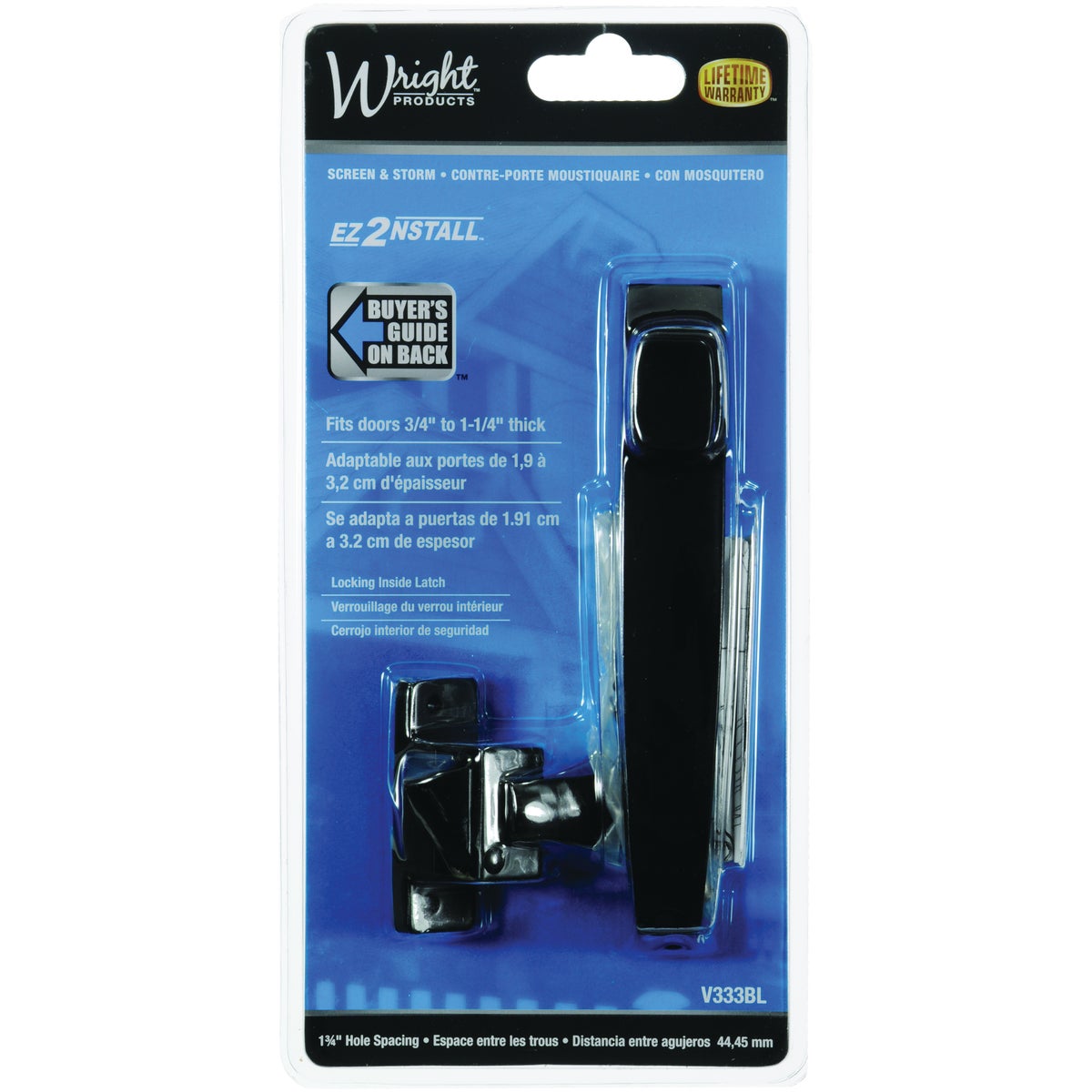 Wright Free Hanging Black Push Button Latch with 1-3/4 In. Hole Spacing