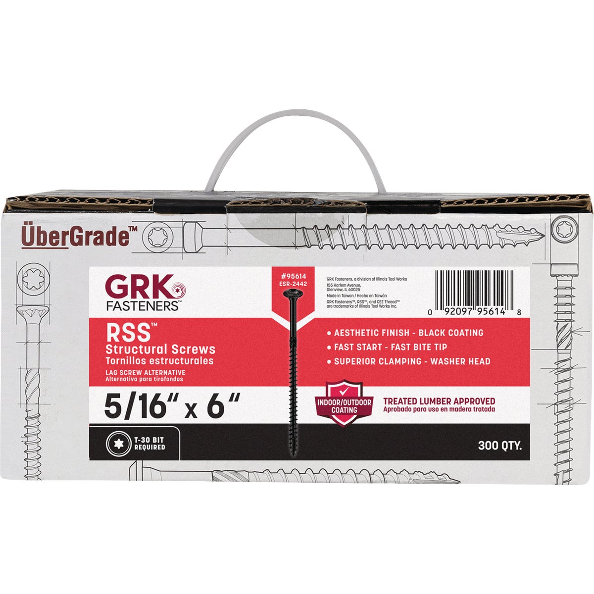 GRK RSS 5/16 In. x 6 In. Black Exterior Wood Structural Screw (300-Count)