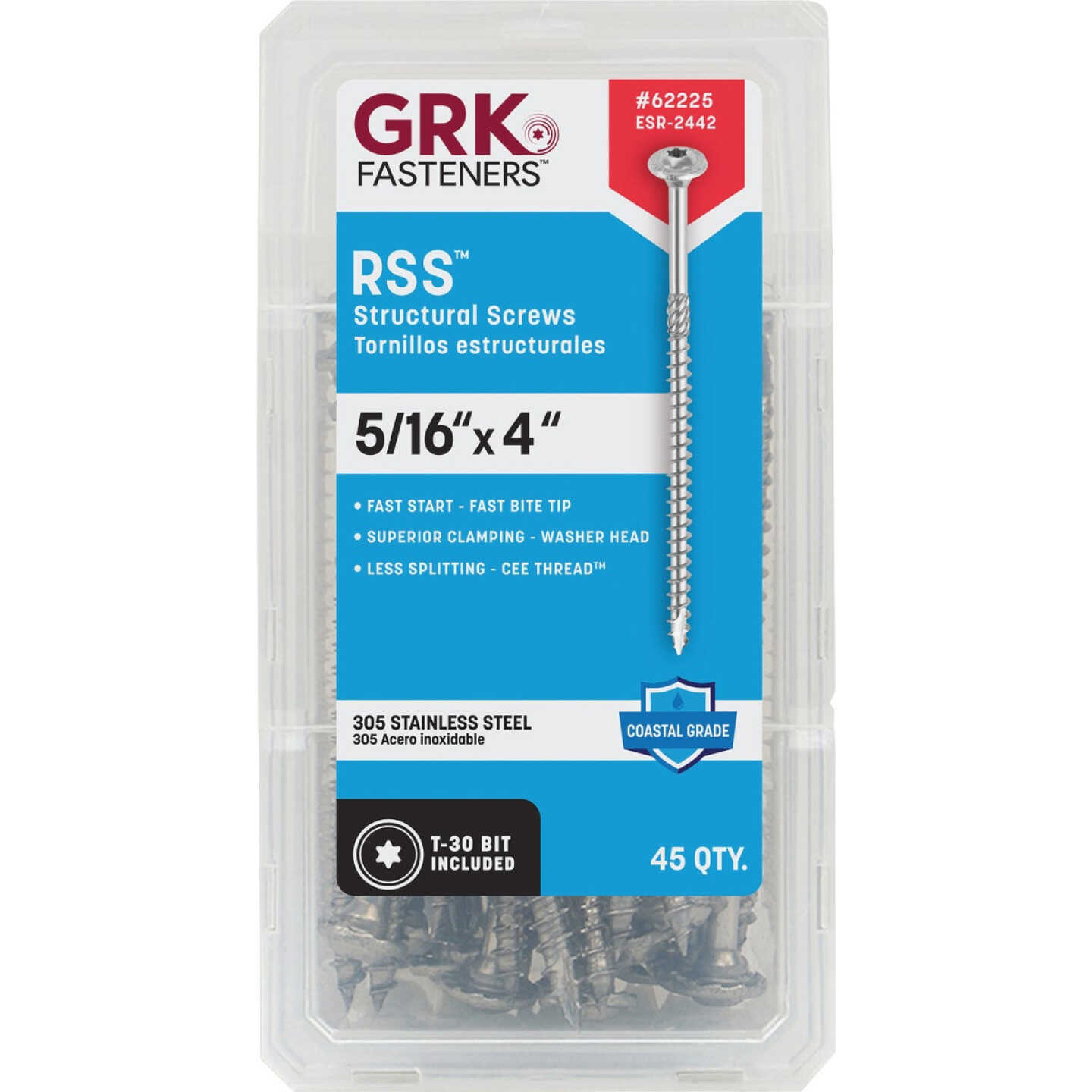 GRK RSS Rugged 5/16 In. x 4 In. Stainless Steel Structure Screw (45-Count) Image 2