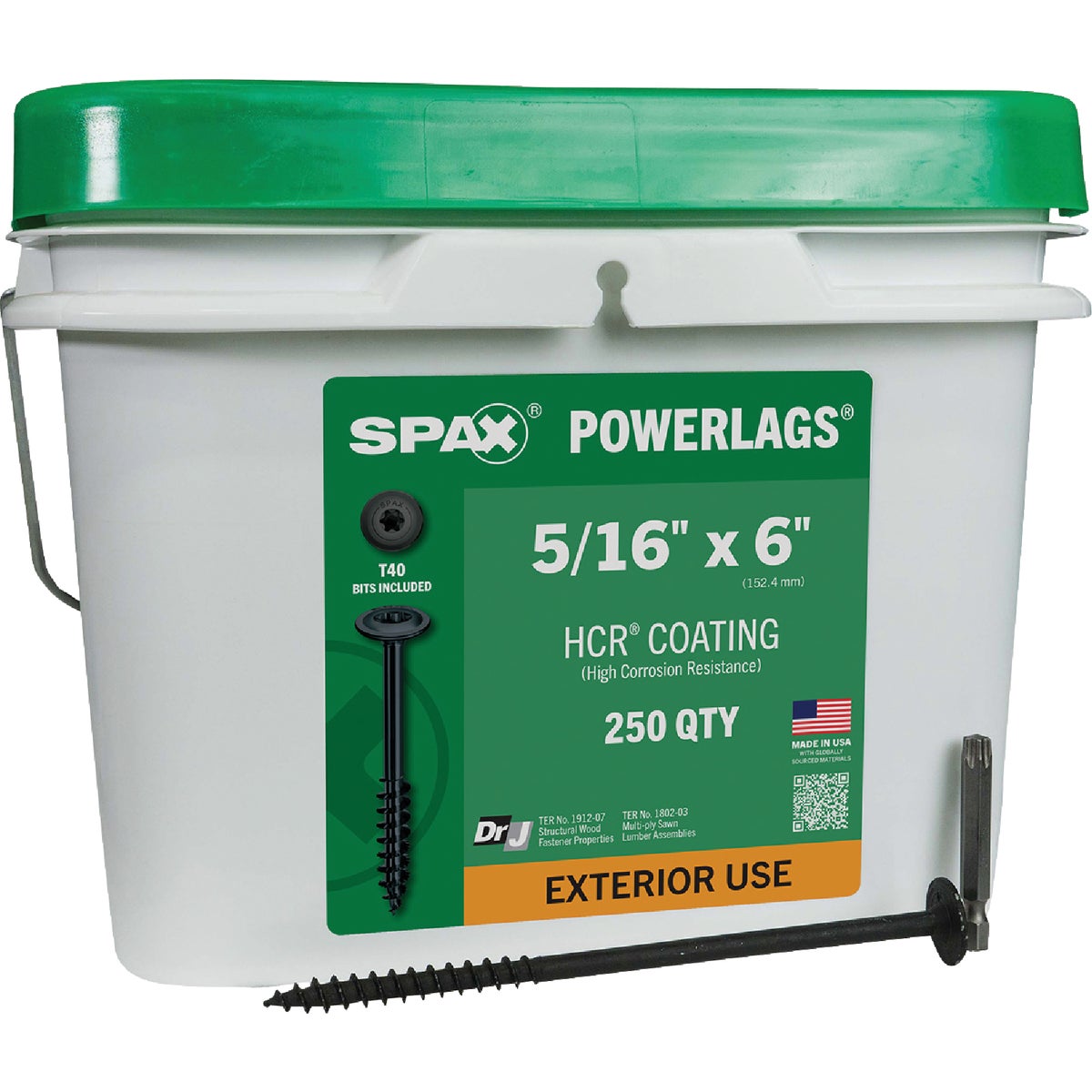 SPAX PowerLags 5/16 In. x 6 In. T40 Washer Head HCR (Exterior Rated) Lag Screw (250-Count)