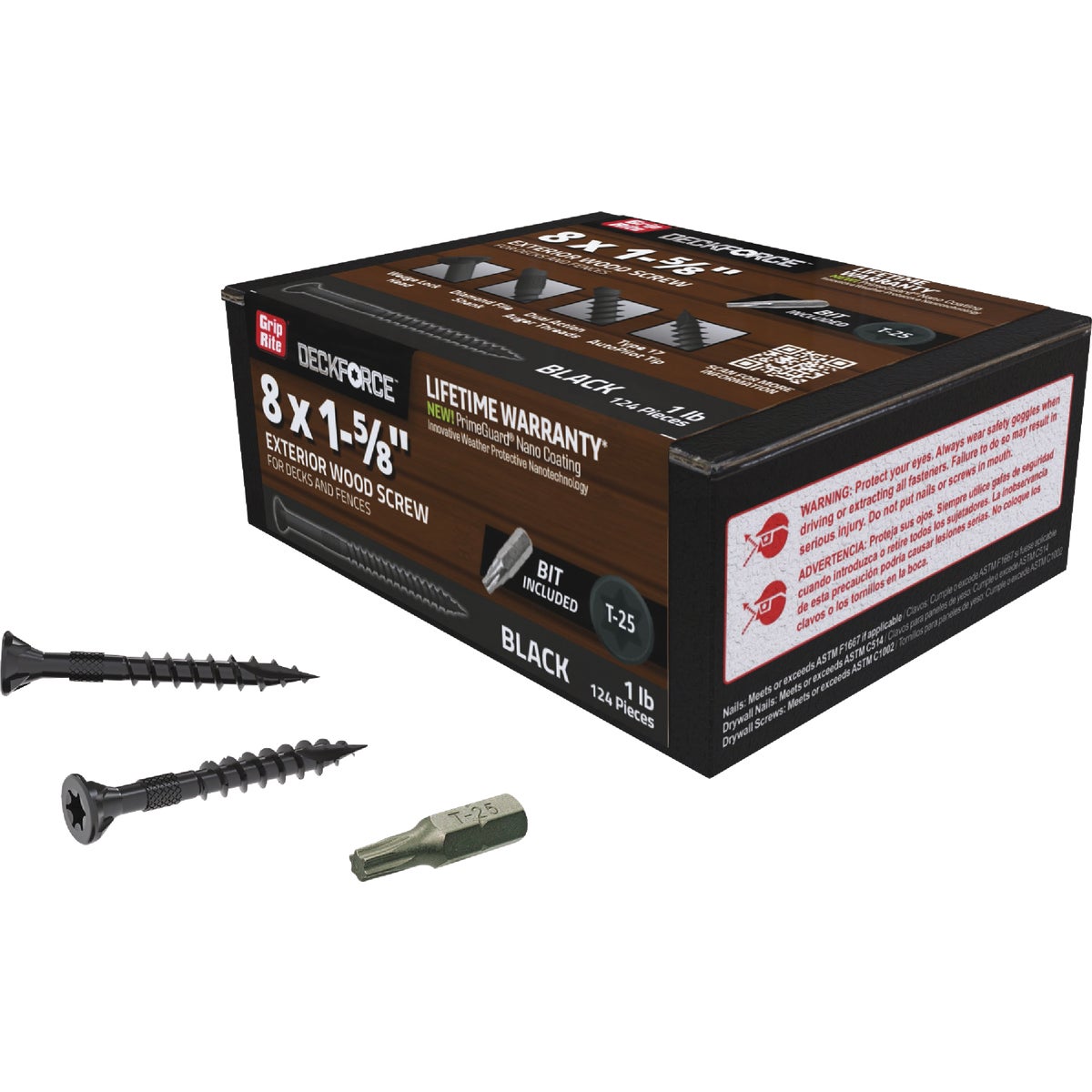Grip-Rite DeckForce PrimeGuard Nano #8 x 1-5/8 In. Star Drive Black Screw (1 Lb.) Image 2