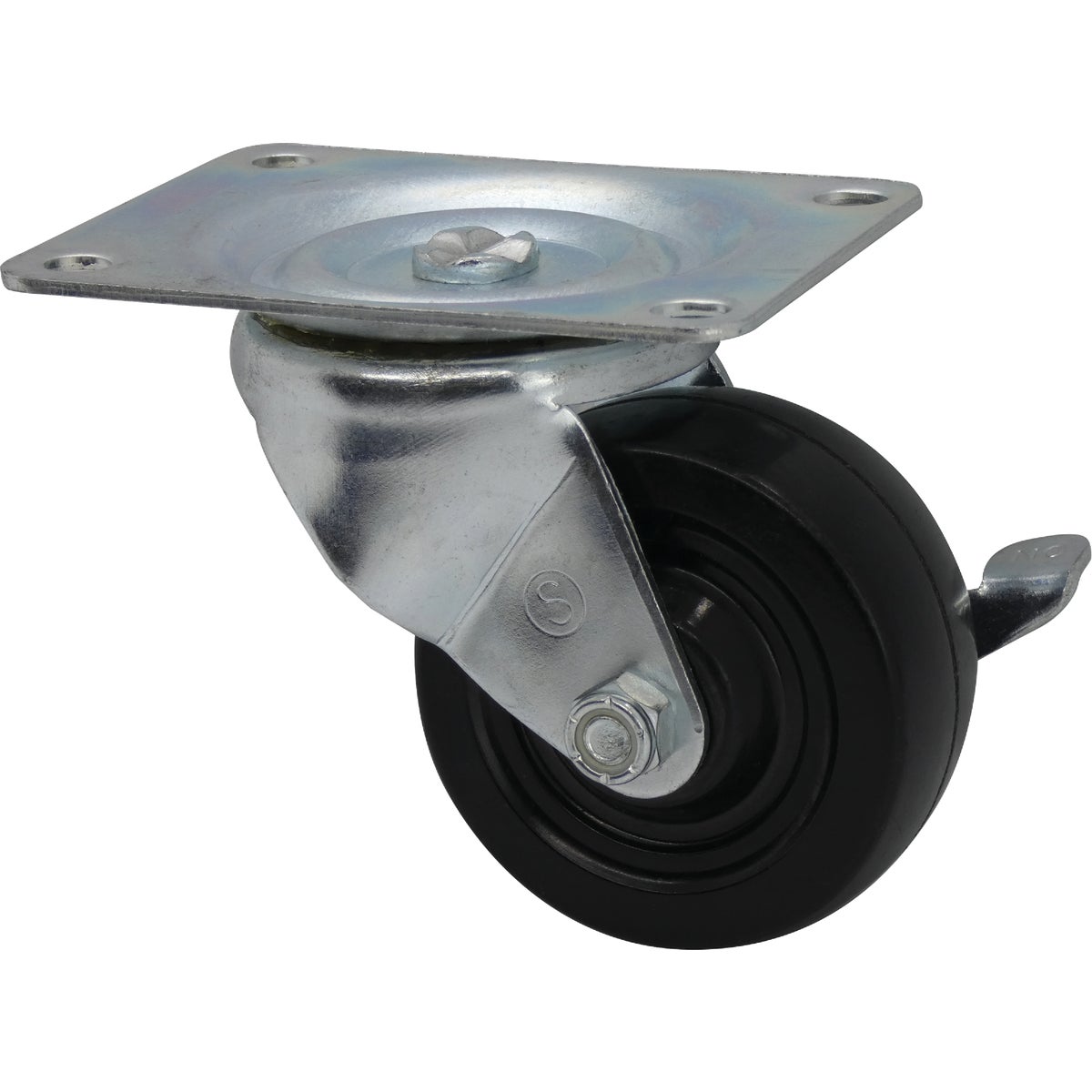 Shepherd Hardware 3 In. General-Duty Soft Rubber Swivel Plate Caster with Brake Image 7