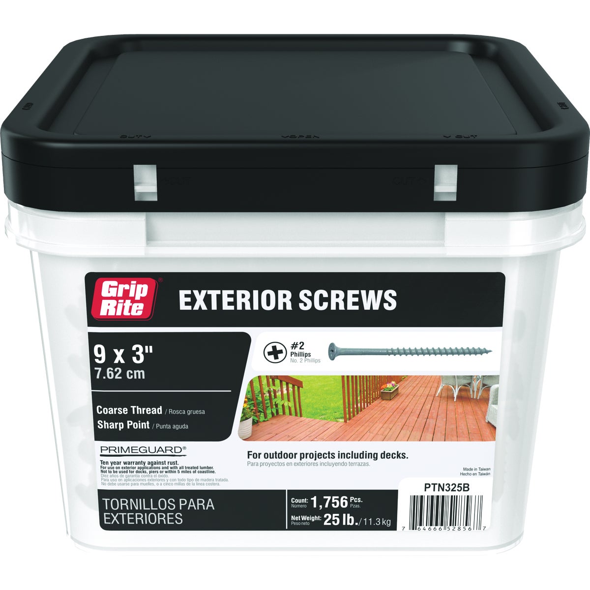 Grip-Rite PrimeGuard #9 x 3 In. #2 Phillips Gray Exterior Screw (25 Lb.)