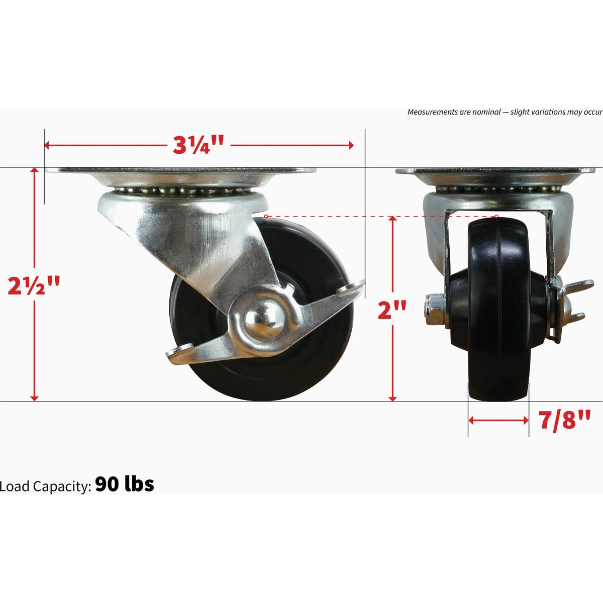 Shepherd Hardware 2 In. General-Duty Soft Rubber Swivel Plate Caster with Brake Image 5