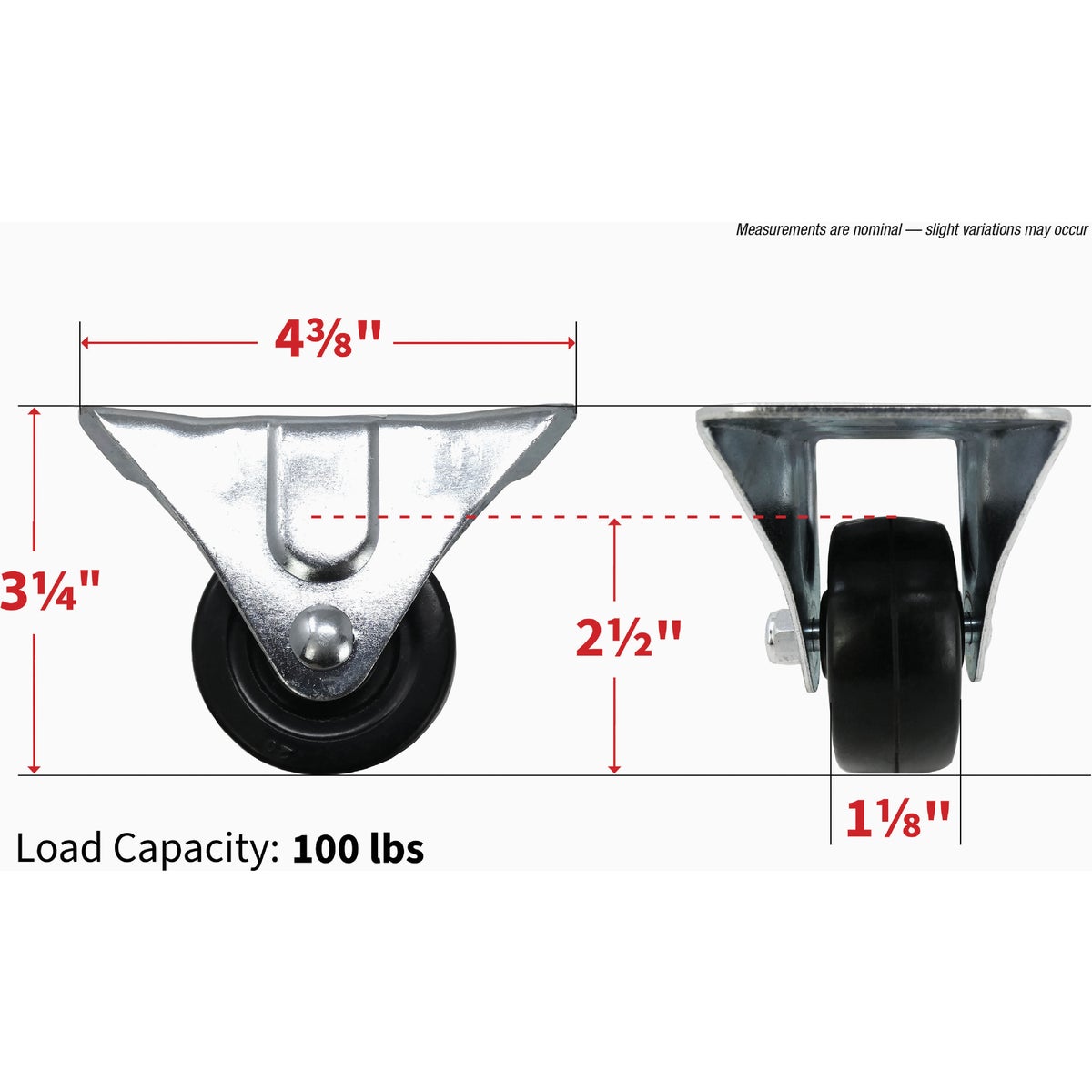 Shepherd Hardware 2-1/2 In. General-Duty Rubber Rigid Plate Caster Image 2