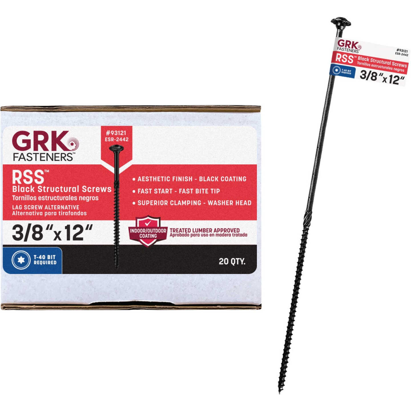 GRK RSS 3/8 In. x 12 In. Black Exterior Structural Screw (20-Count) Image 4
