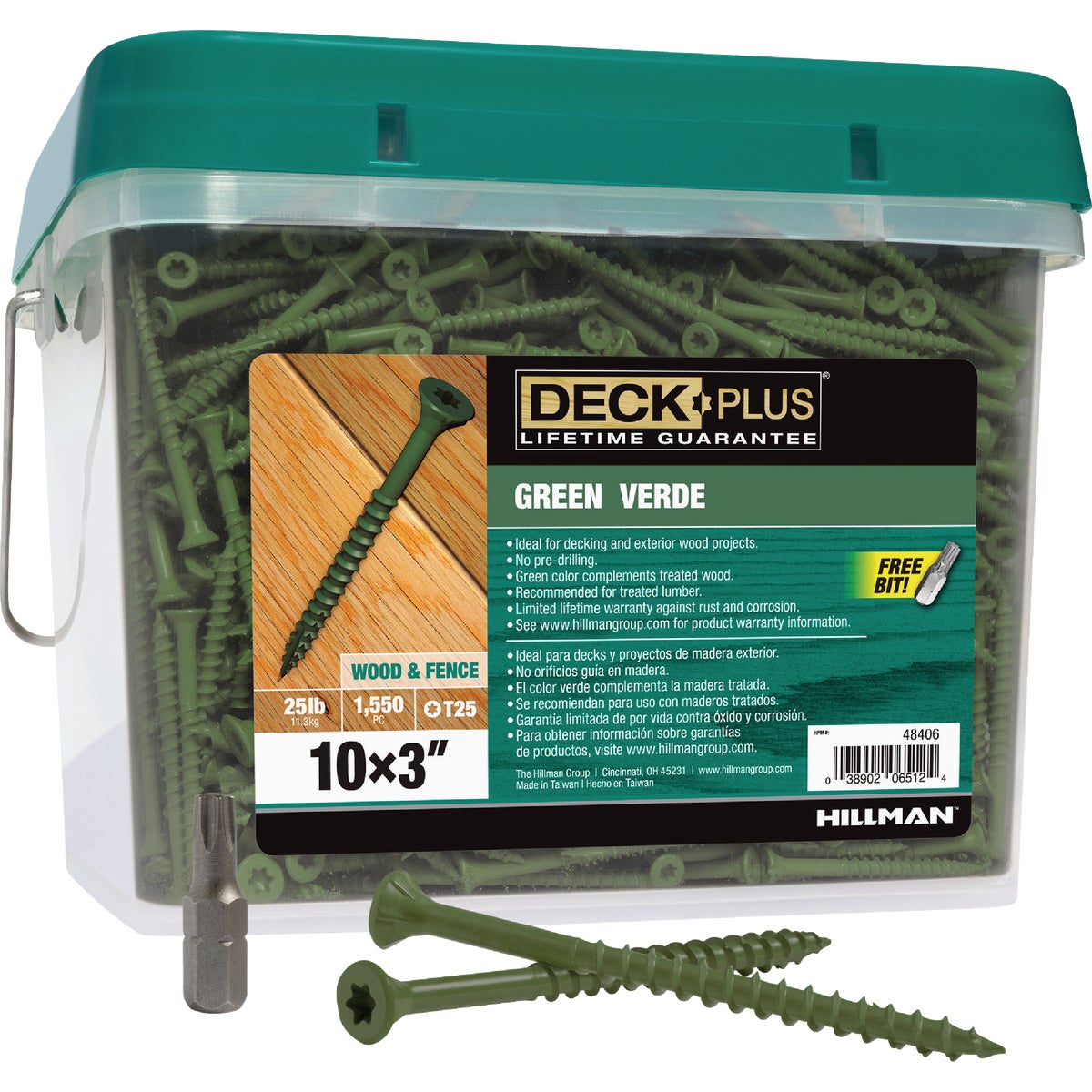 Hillman Deck Plus #10 x 3 In. Star Drive Flat-Head Green Deck Screw (1550-Count) Image 2