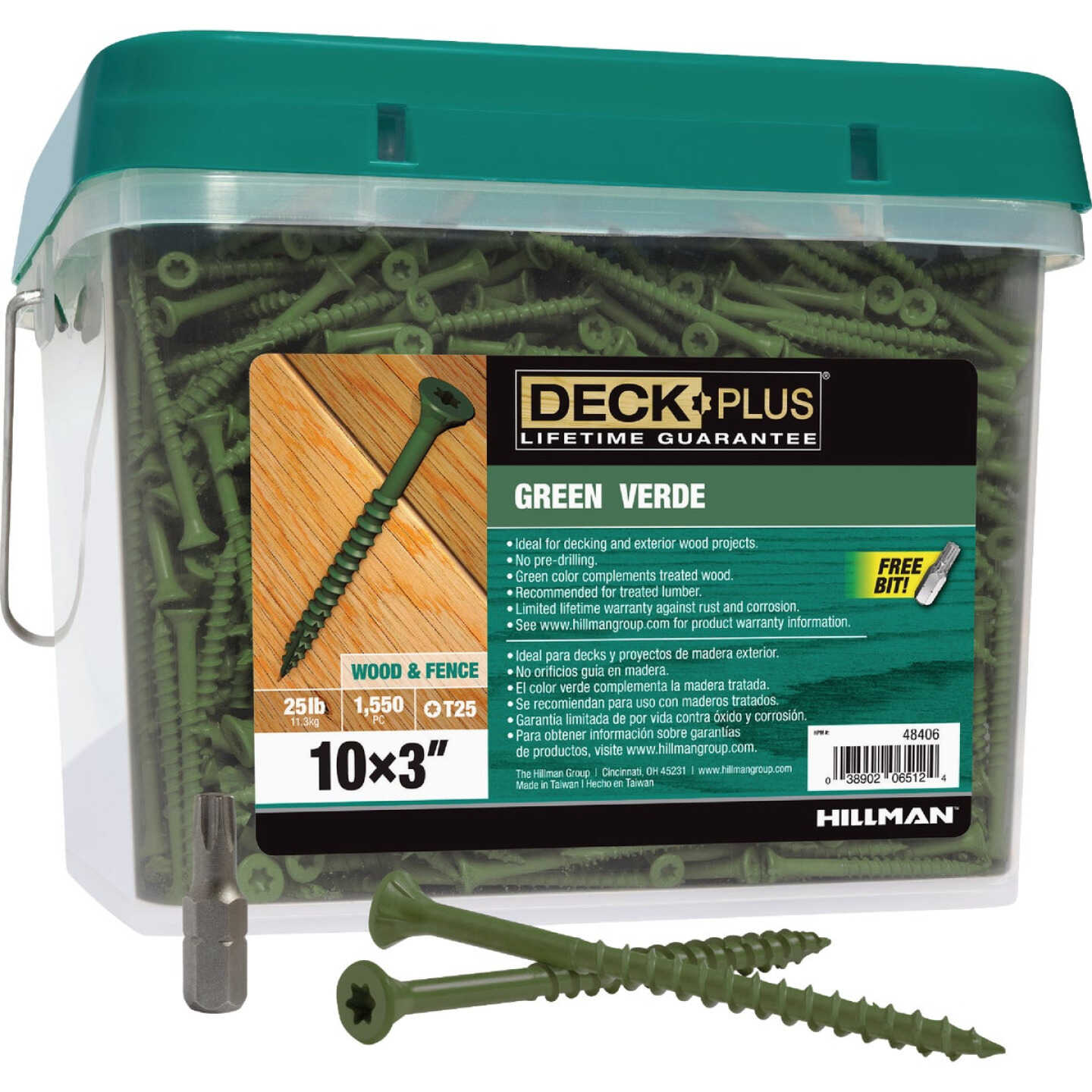 Hillman Deck Plus #10 x 3 In. Star Drive Flat-Head Green Deck Screw (1550-Count) Image 2
