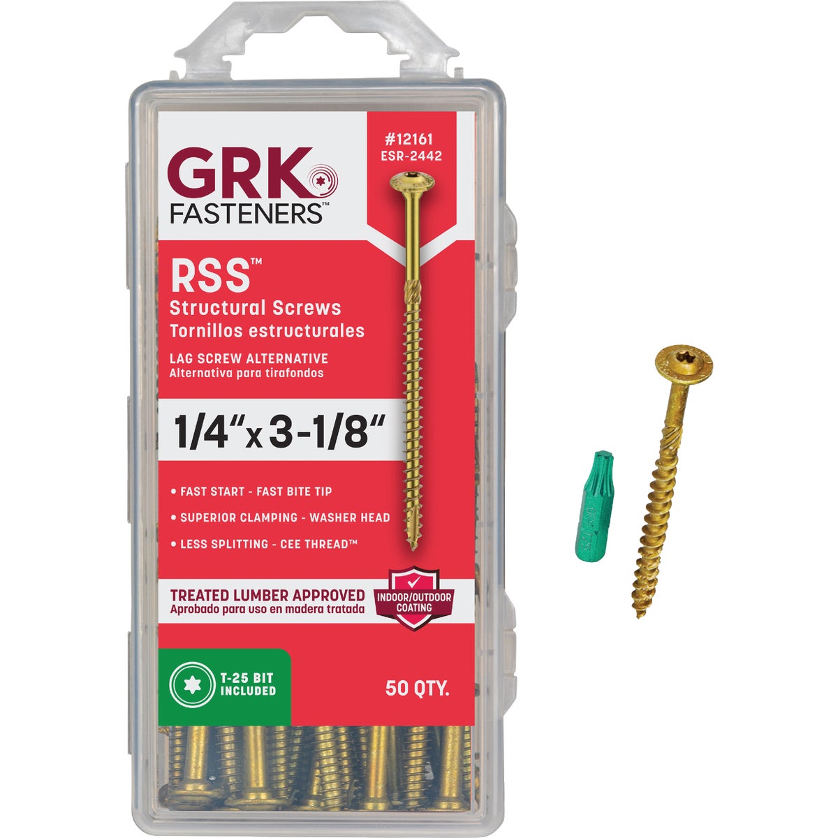 GRK RSS Rugged 1/4 In. x 3-1/8 In. Star Drive Washer-Head Structure Screw (50-Count)