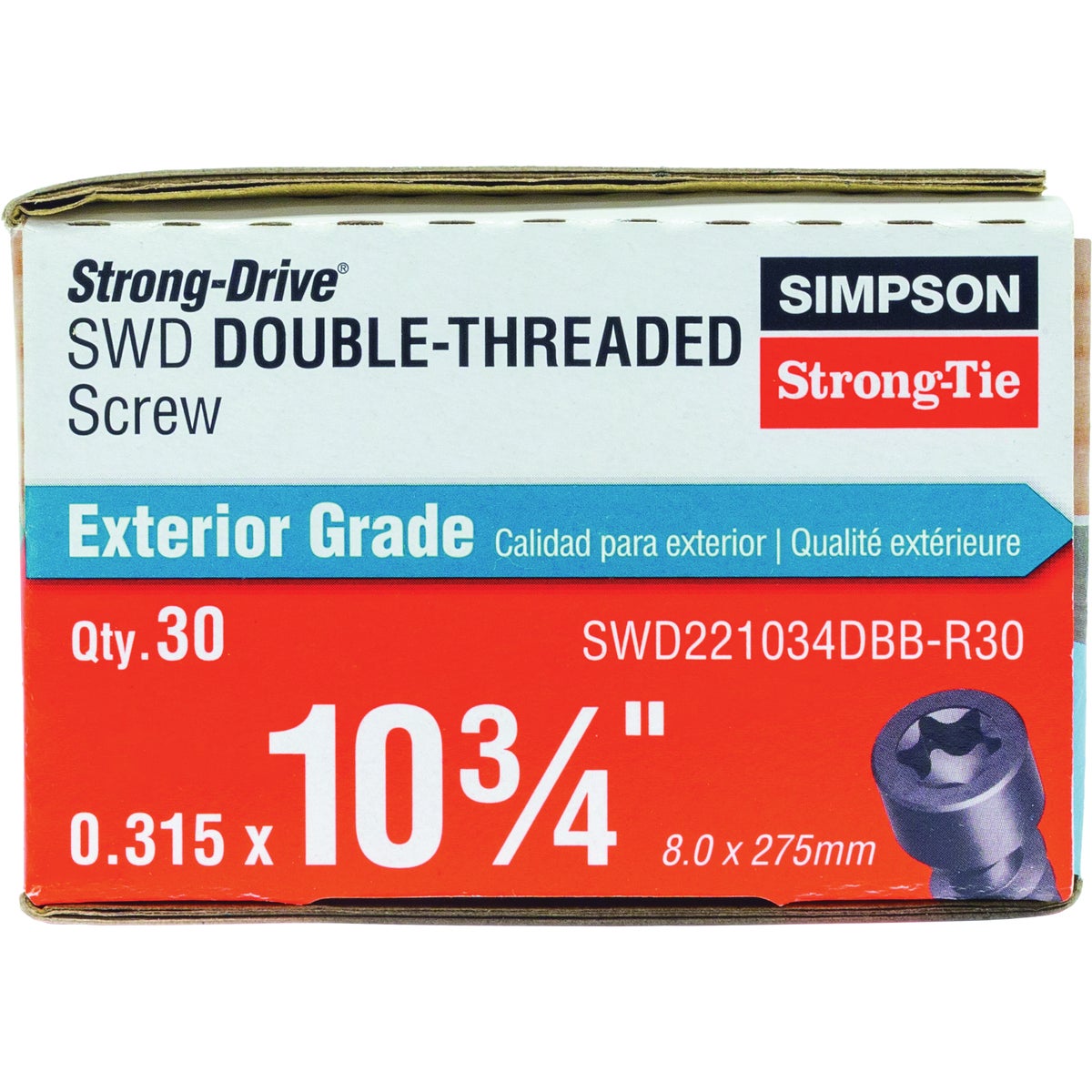 Simpson Strong-Tie Strong-Drive SWD 0.235 In. x 10-3/4 In. T40 Double-Threaded Screw (30-Count) Image 3
