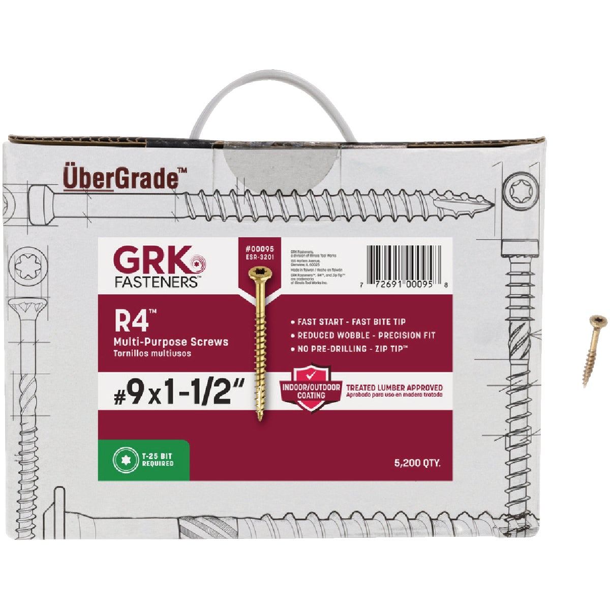 GRK R4 #9 x 1-1/2 In. Star Drive Multi-Purpose Wood Screw (5200-Count)