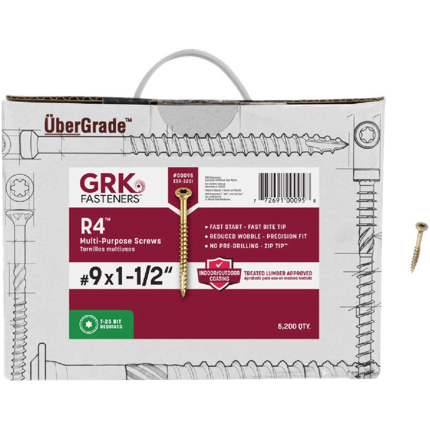 GRK R4 #9 x 1-1/2 In. Star Drive Multi-Purpose Wood Screw (5200-Count) Image 1