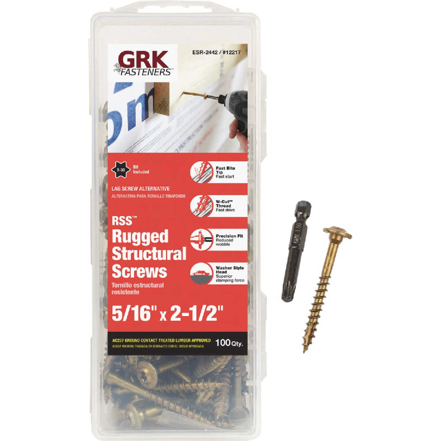 GRK RSS Rugged 5/16 In. x 2-1/2 In. Star Drive Washer-Head Structure Screw (100-Count) Image 1