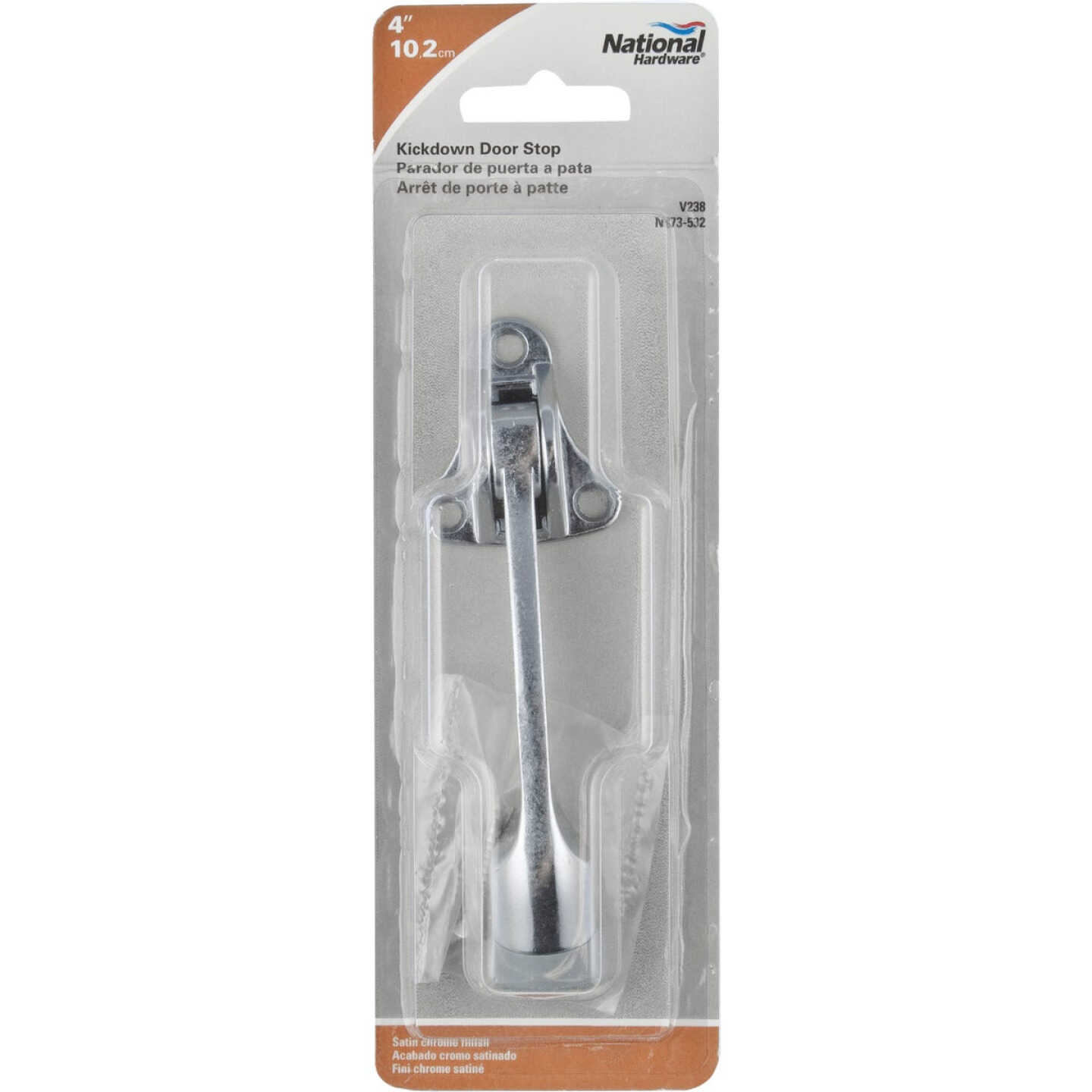 National Hardware 4 In. Satin Chrome Kickdown Door Holder Image 2