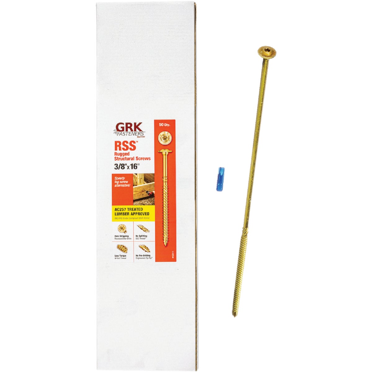 GRK RSS Rugged 3/8 In. x 16 In. Star Drive Washer-Head Structure Screw (50-Count)