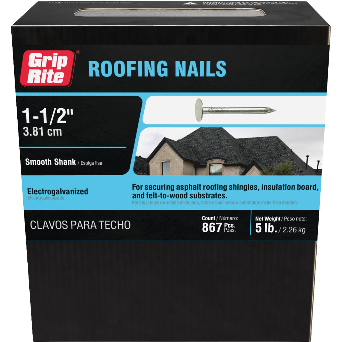 Grip-Rite 1-1/2 In. x 11 ga Electrogalvanized Roofing Nails (930-Count) Image 2