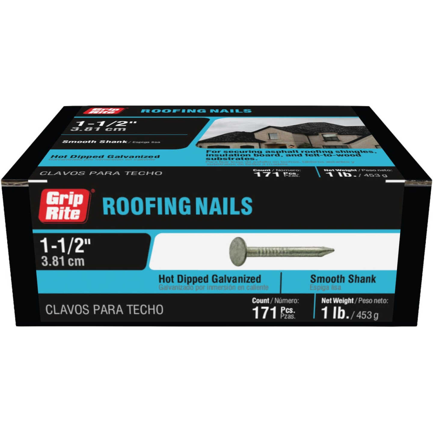 Grip-Rite 1-1/2 In. x 11 ga Hot Galvanized Roofing Nails (180-Count) Image 3
