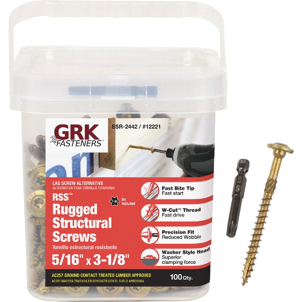 GRK RSS Rugged 5/16 In. x 3-1/8 In. Star Drive Washer-Head Structure Screw (100-Count)