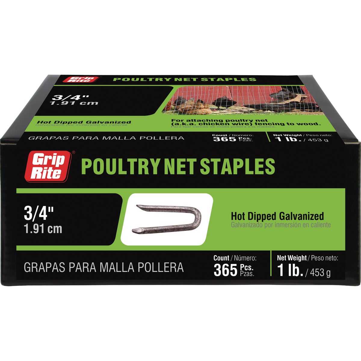 Grip-RIte 3/4 In. 14 ga Hot Galvanized Poultry Netting Staple (365-Count) Image 2
