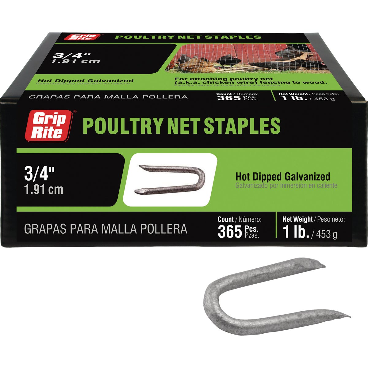 Grip-RIte 3/4 In. 14 ga Hot Galvanized Poultry Netting Staple (365-Count)