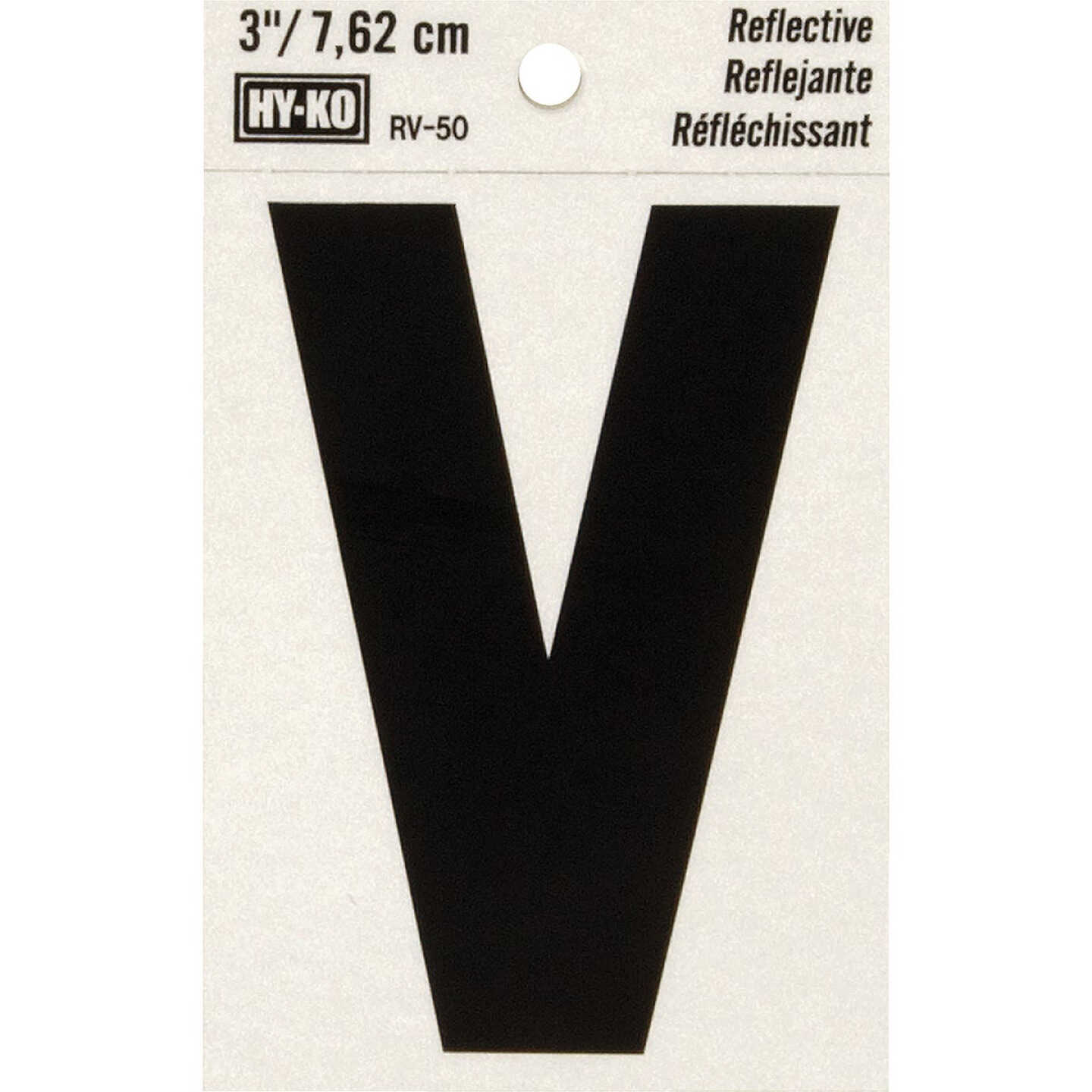 Hy-Ko Vinyl 3 In. Reflective Adhesive Letter, V Image 1