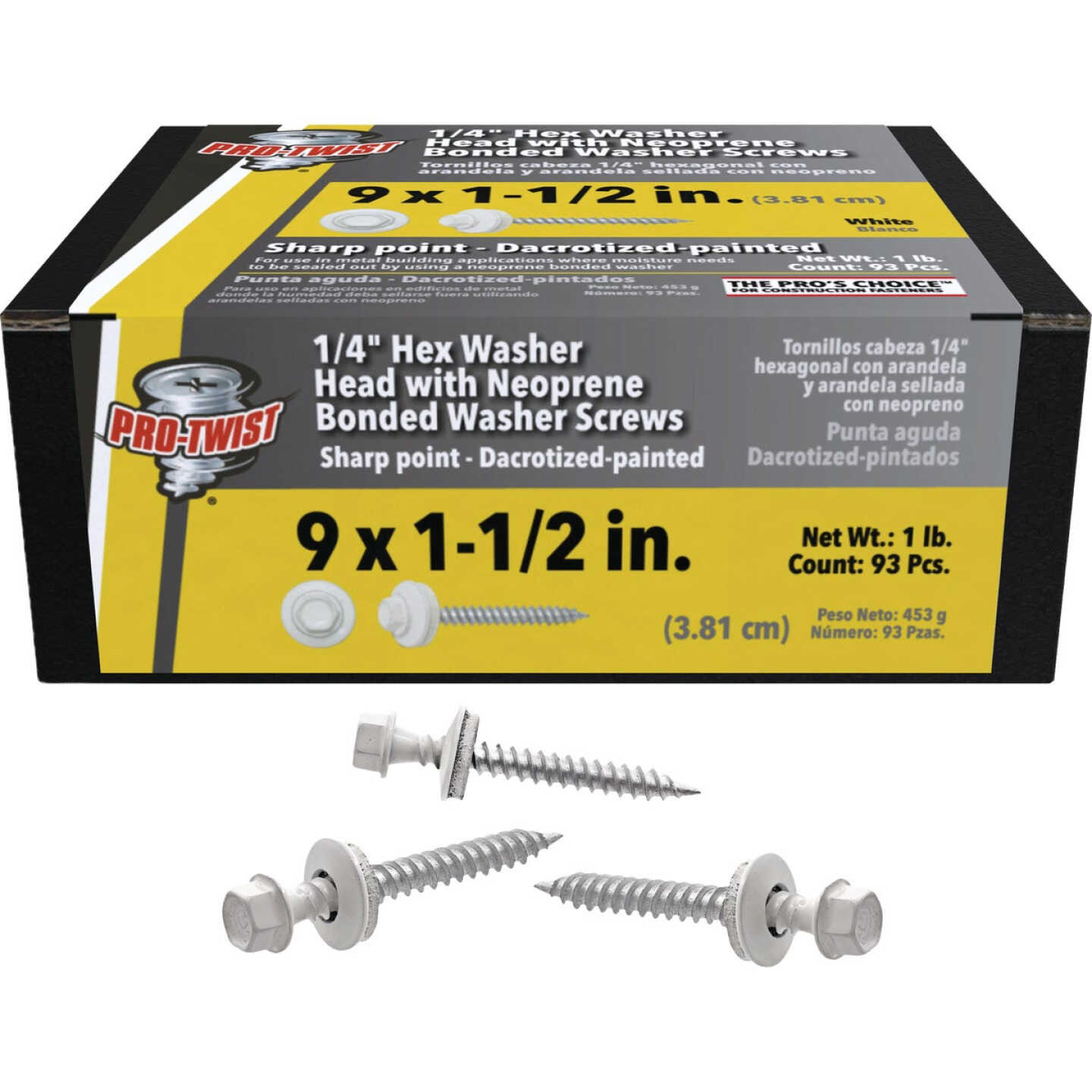Pro-Twist #9 x 1-1/2 In. Hex Washer Head White Framing Screw (93-Count) Image 1