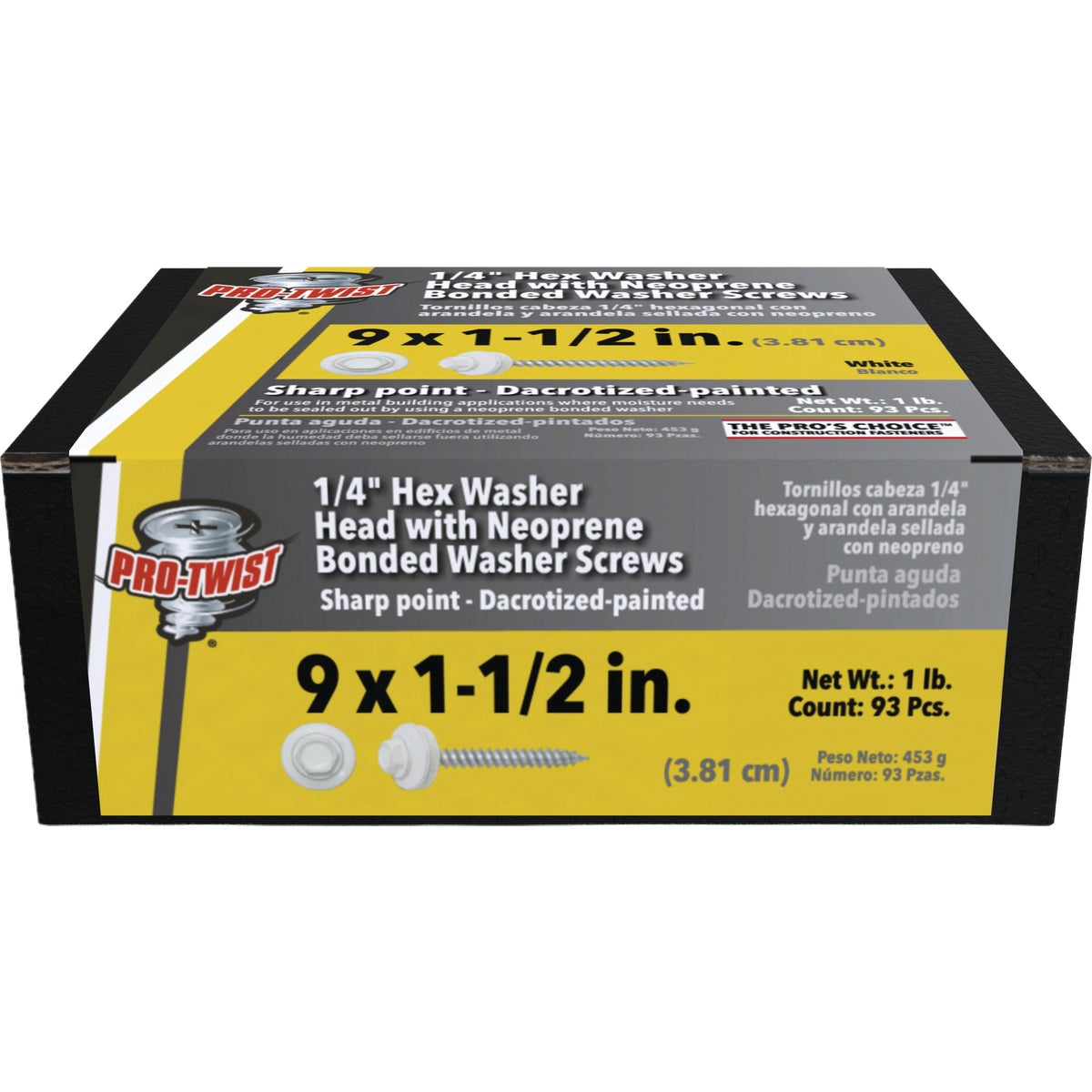 Pro-Twist #9 x 1-1/2 In. Hex Washer Head White Framing Screw (93-Count) Image 2