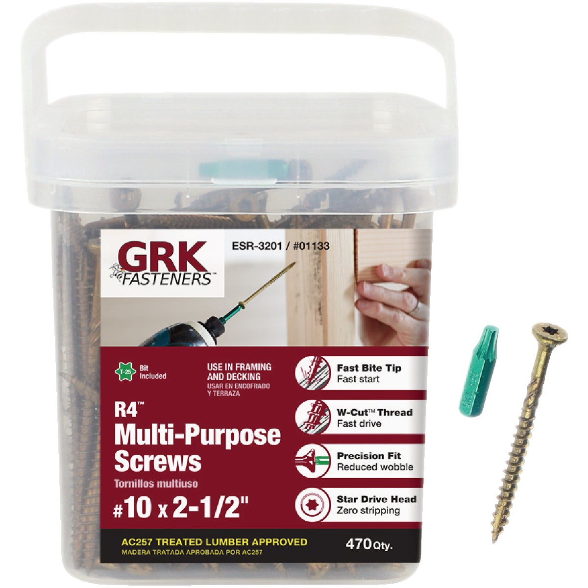 GRK R4 #10 x 2-1/2 In. Star Drive Multi-Purpose Wood Screw (470-Count)