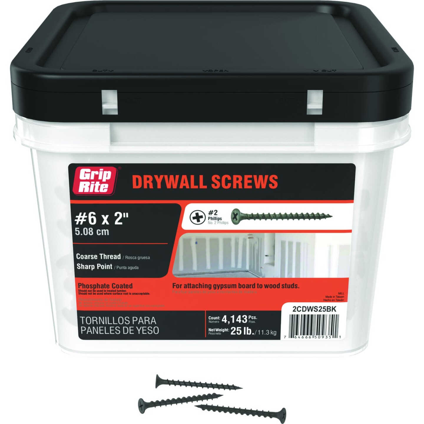 Grip-Rite 2 In. x 6 ga #2 Phillips Coarse Thread Bugle Head Phosphate Coated Drywall Screw (4143-Count) Image 1