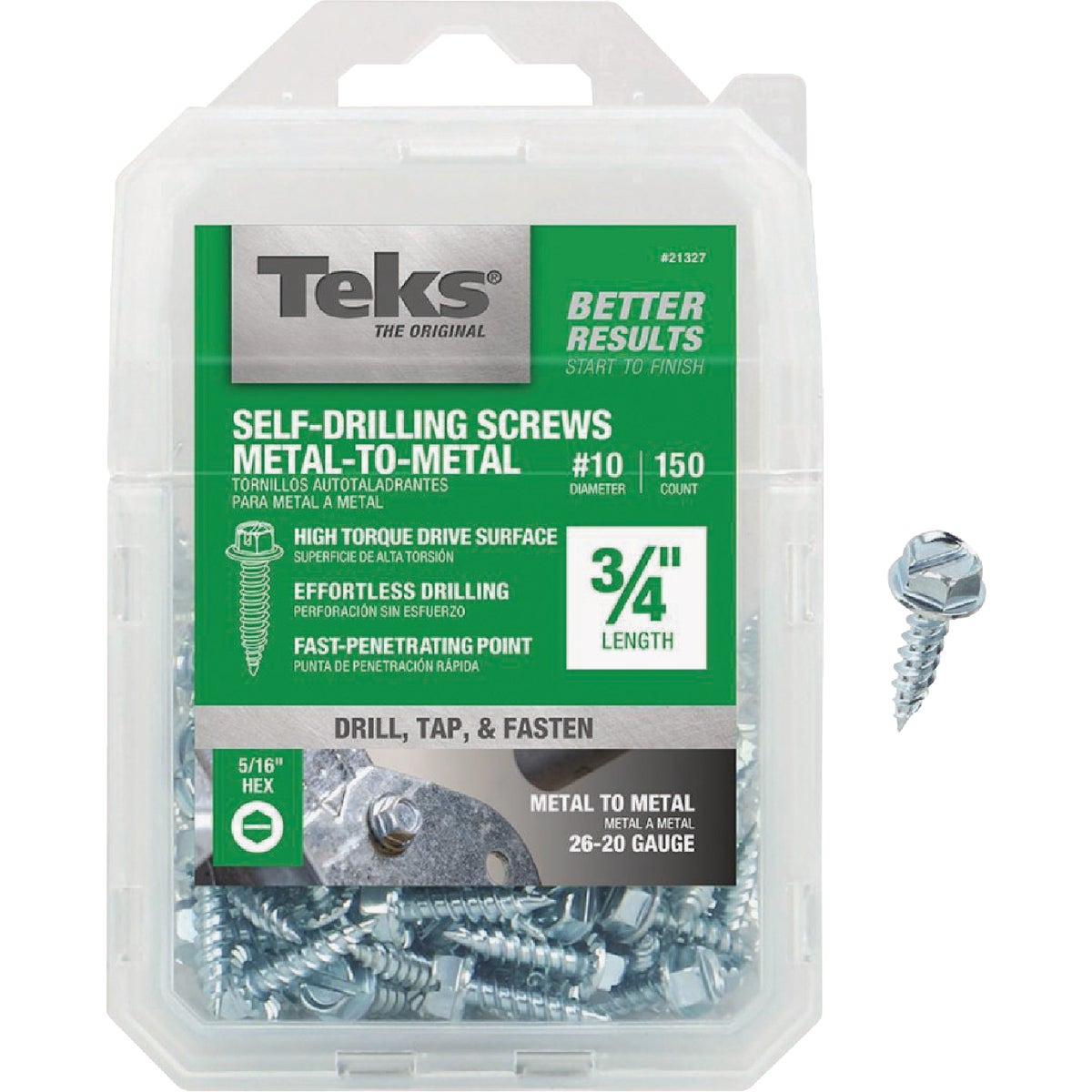 Teks #10 x 3/4 In. Hex Washer Head Sharp Point Metal to Metal Screw (150-Count) Image 1