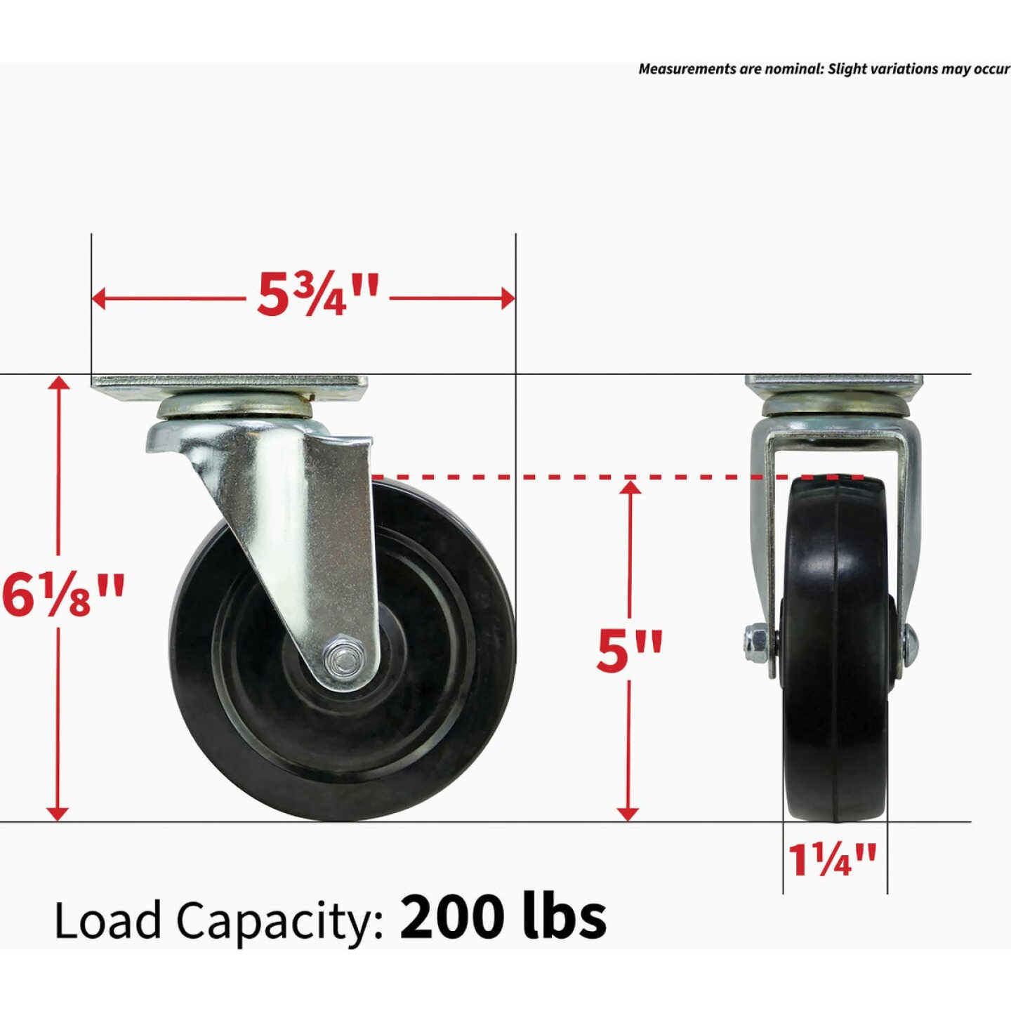 Shepherd Hardware 5 In. General-Duty Soft Rubber Swivel Plate Caster Image 3