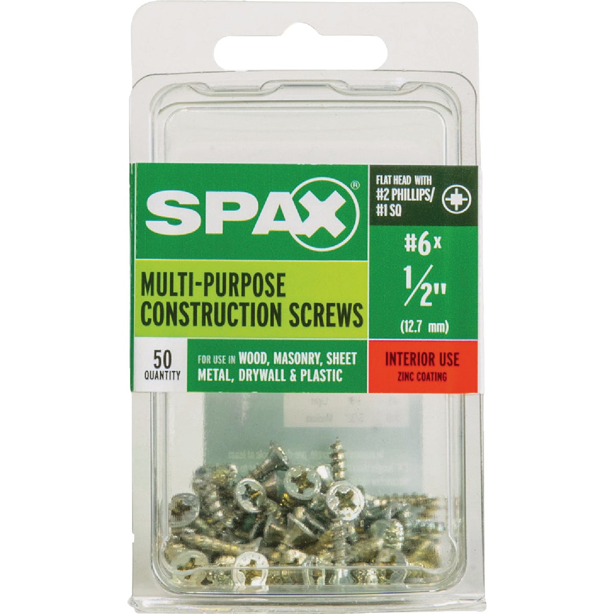SPAX #6 x 1/2 In. Unidrive (Combo Drive) Flat Head Zinc (Interior) Multi-Purpose Construction Screw (50-Count) Image 4