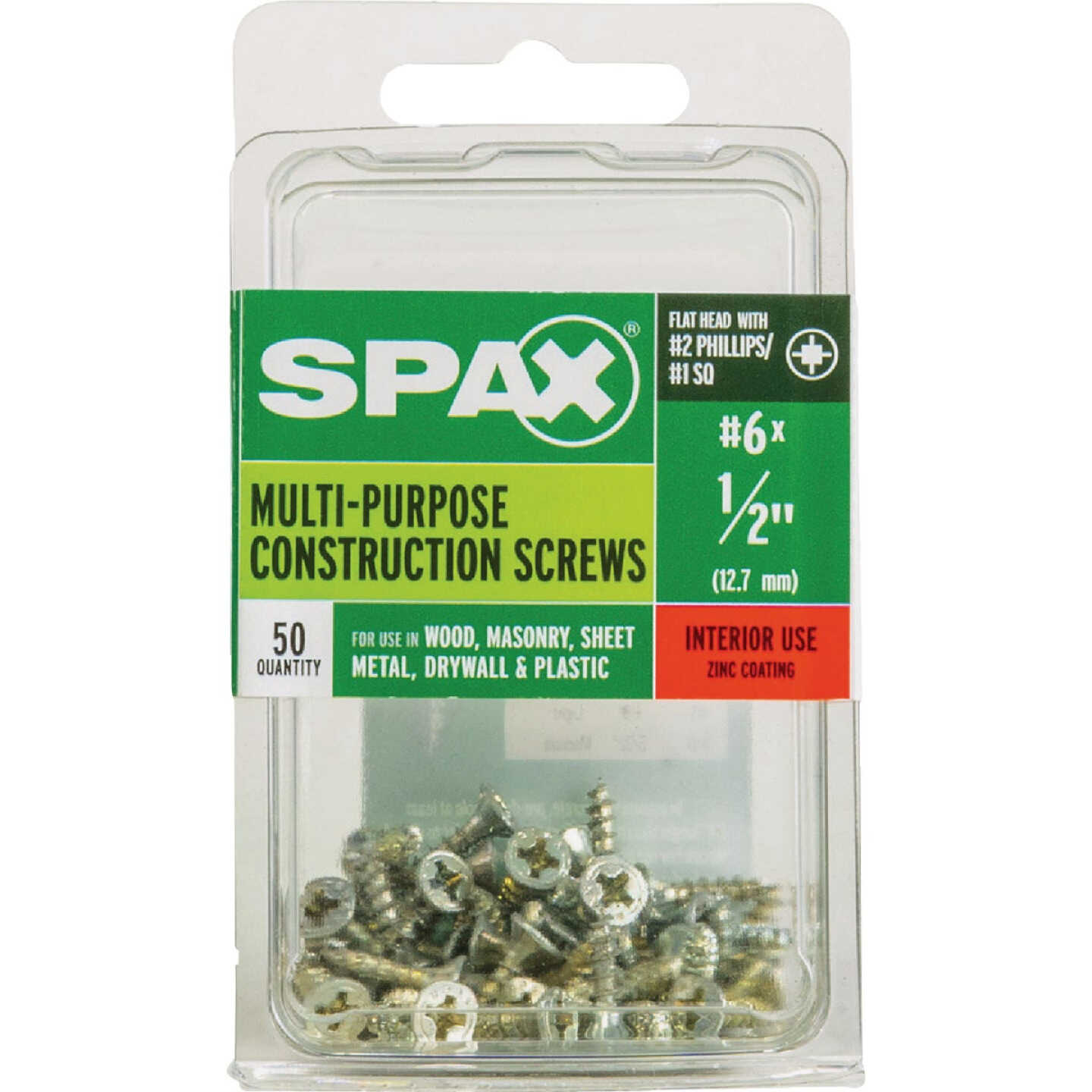 SPAX #6 x 1/2 In. Unidrive (Combo Drive) Flat Head Zinc (Interior) Multi-Purpose Construction Screw (50-Count) Image 4