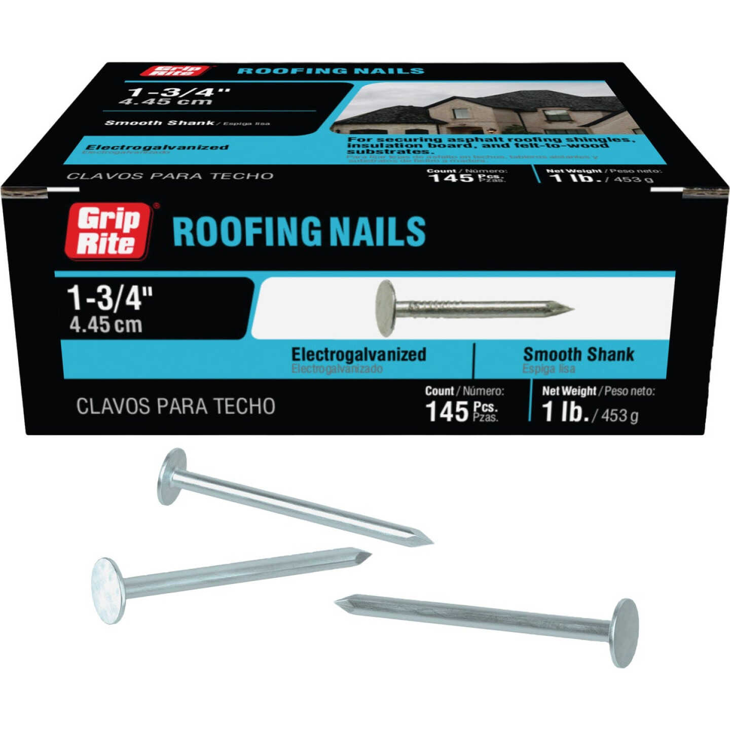 Grip-Rite 1-3/4 In. x 11 ga Electrogalvanized Roofing Nails (152-Count) Image 1