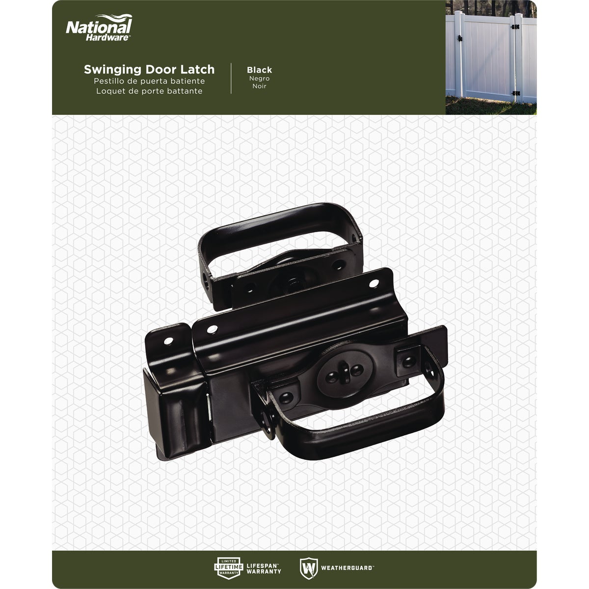 National Hardware Black Steel Swinging Door Latch Image 2