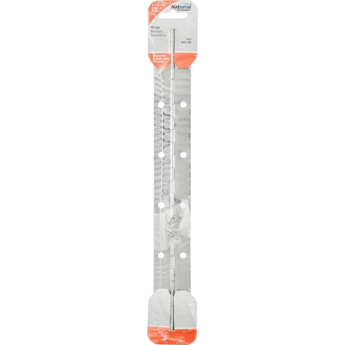 National Hardware Steel 1-1/2 In. x 12 In. Nickel Continuous Hinge Image 2