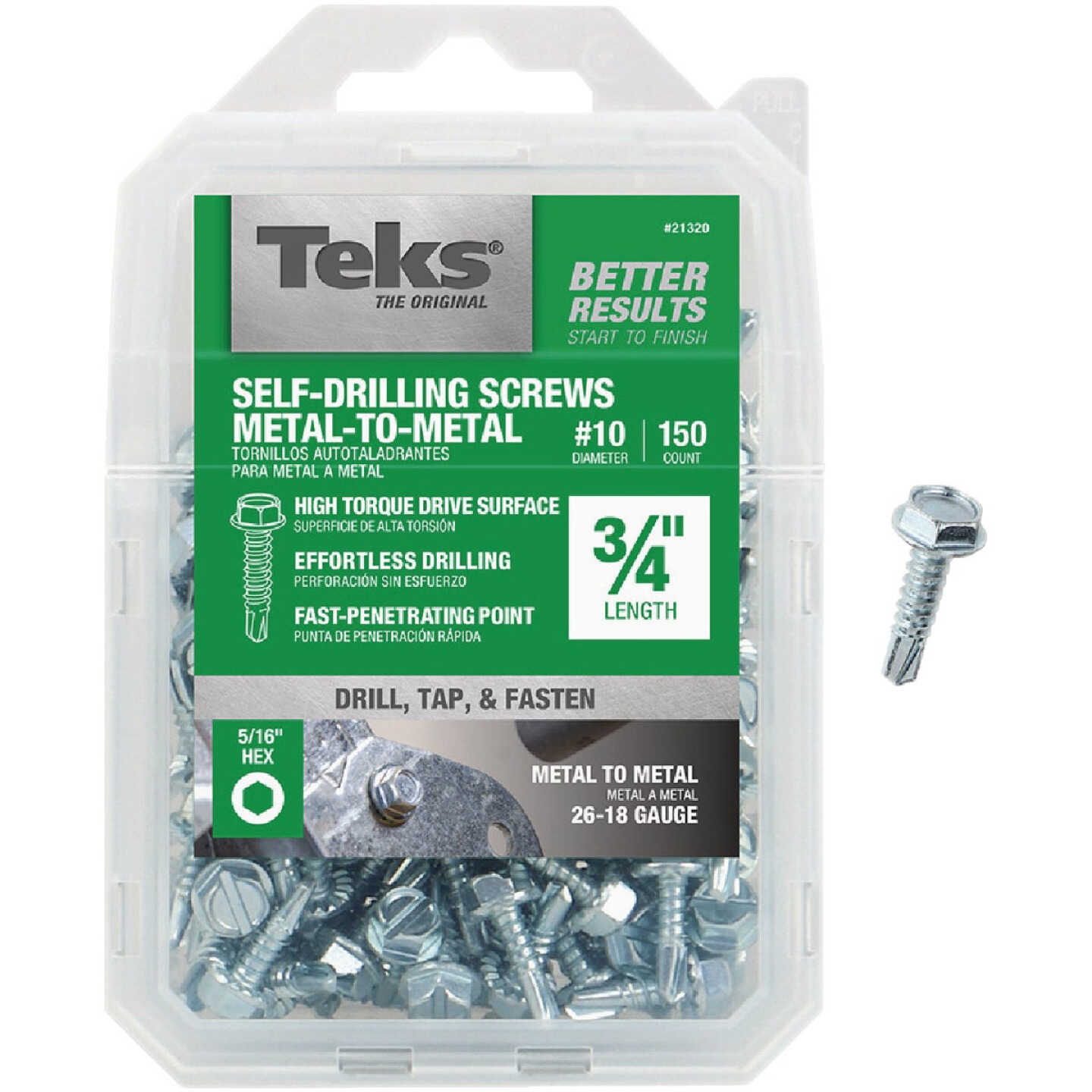 Teks #10 x 3/4 In. Hex Washer Head Drill Point Metal to Metal Screw (150-Count) Image 1