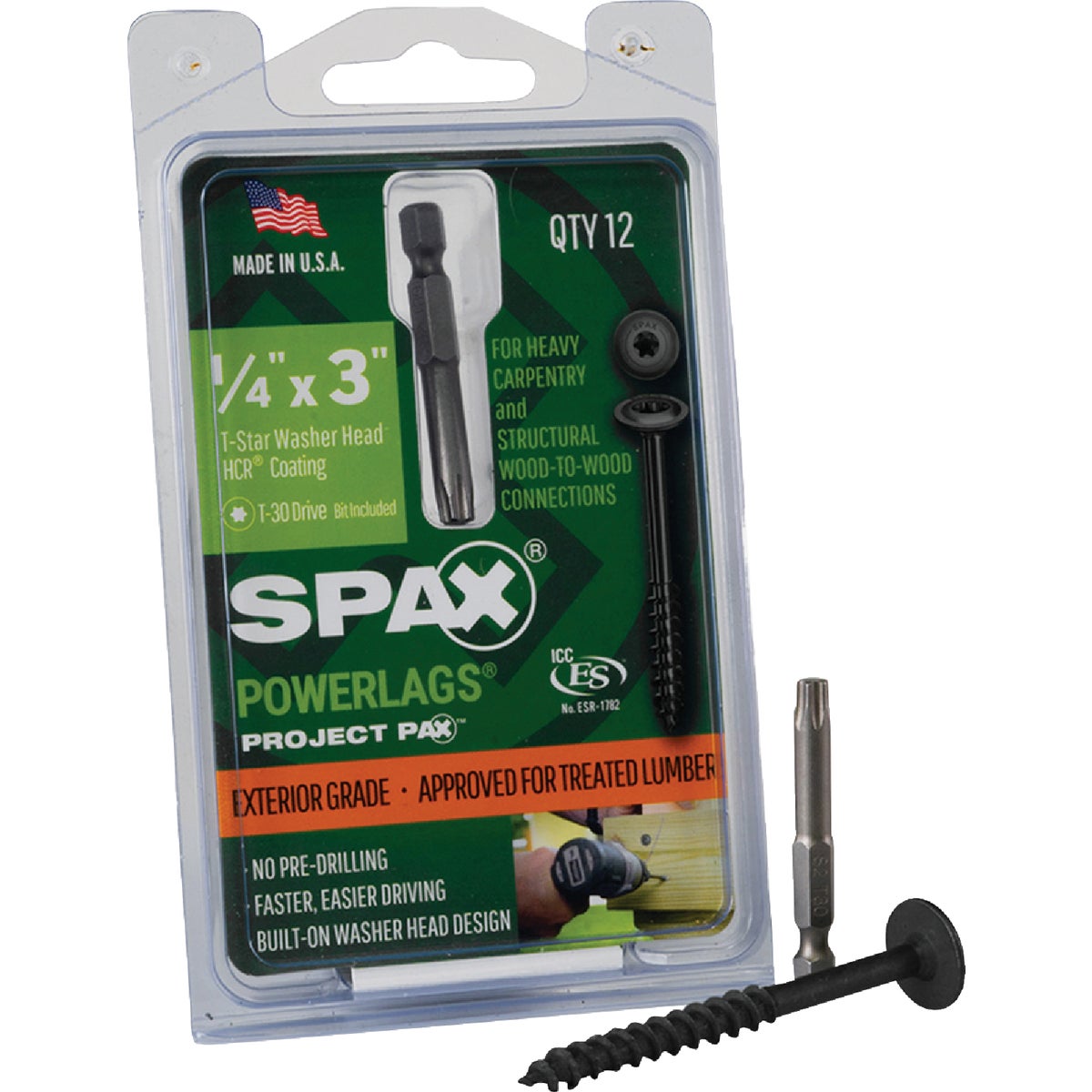 SPAX PowerLags 1/4 In. x 3 In. T30 Washer Head HCR (Exterior Rated) Lag Screw (12-Count)