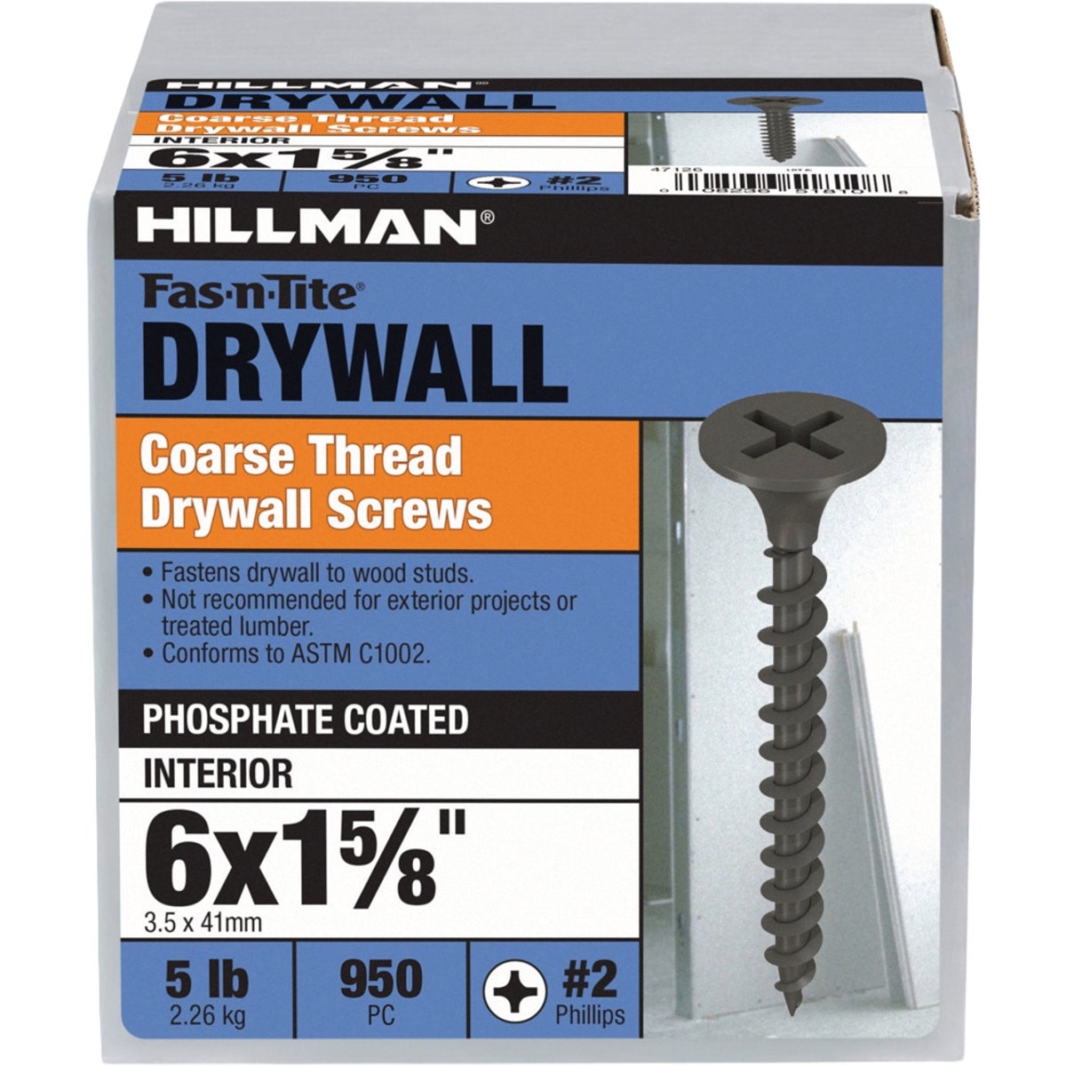 Hillman Fas-N-Tite #6 x 1-5/8 In. Phillips Coarse Thread Drywall Screw (950-Count)