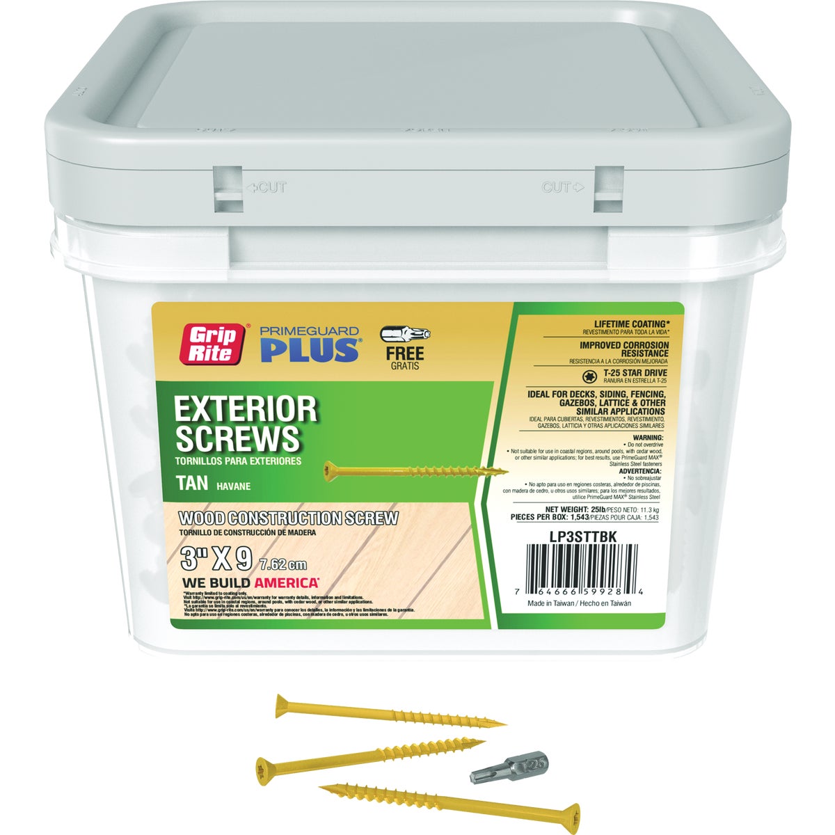 Grip-Rite PrimeGuard #9 x 3 In. Star Drive Tan Exterior Screw (25 Lb.) Image 1
