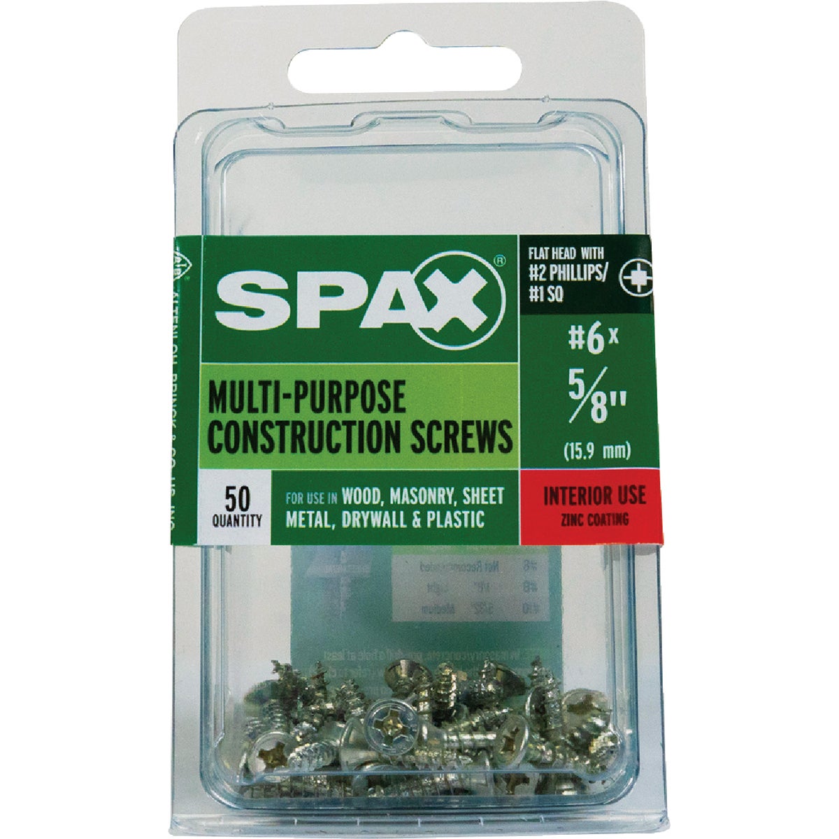 SPAX #6 x 5/8 In. Unidrive (Combo Drive) Flat Head Zinc (Interior) Multi-Purpose Construction Screw (50-Count) Image 4