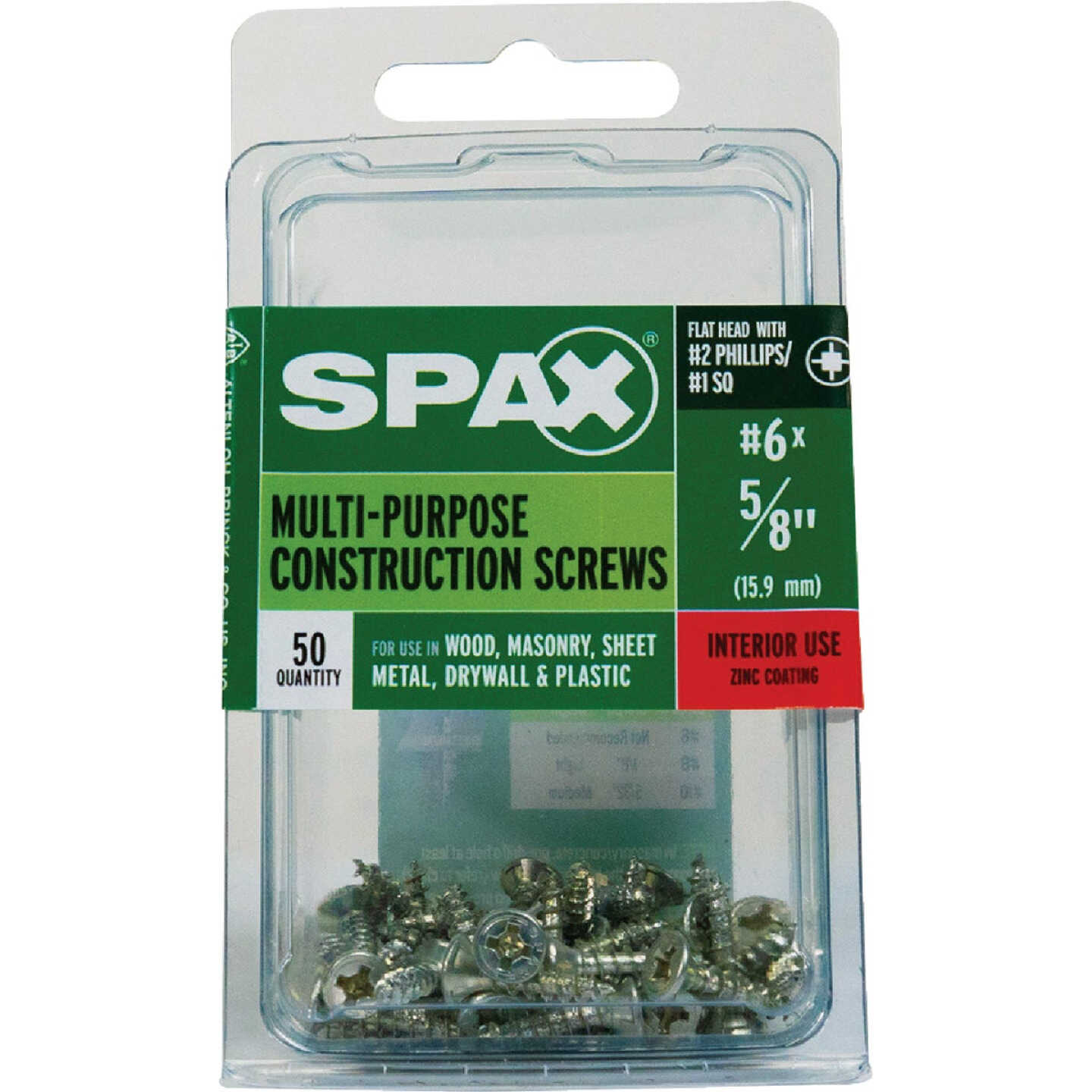 SPAX #6 x 5/8 In. Unidrive (Combo Drive) Flat Head Zinc (Interior) Multi-Purpose Construction Screw (50-Count) Image 4