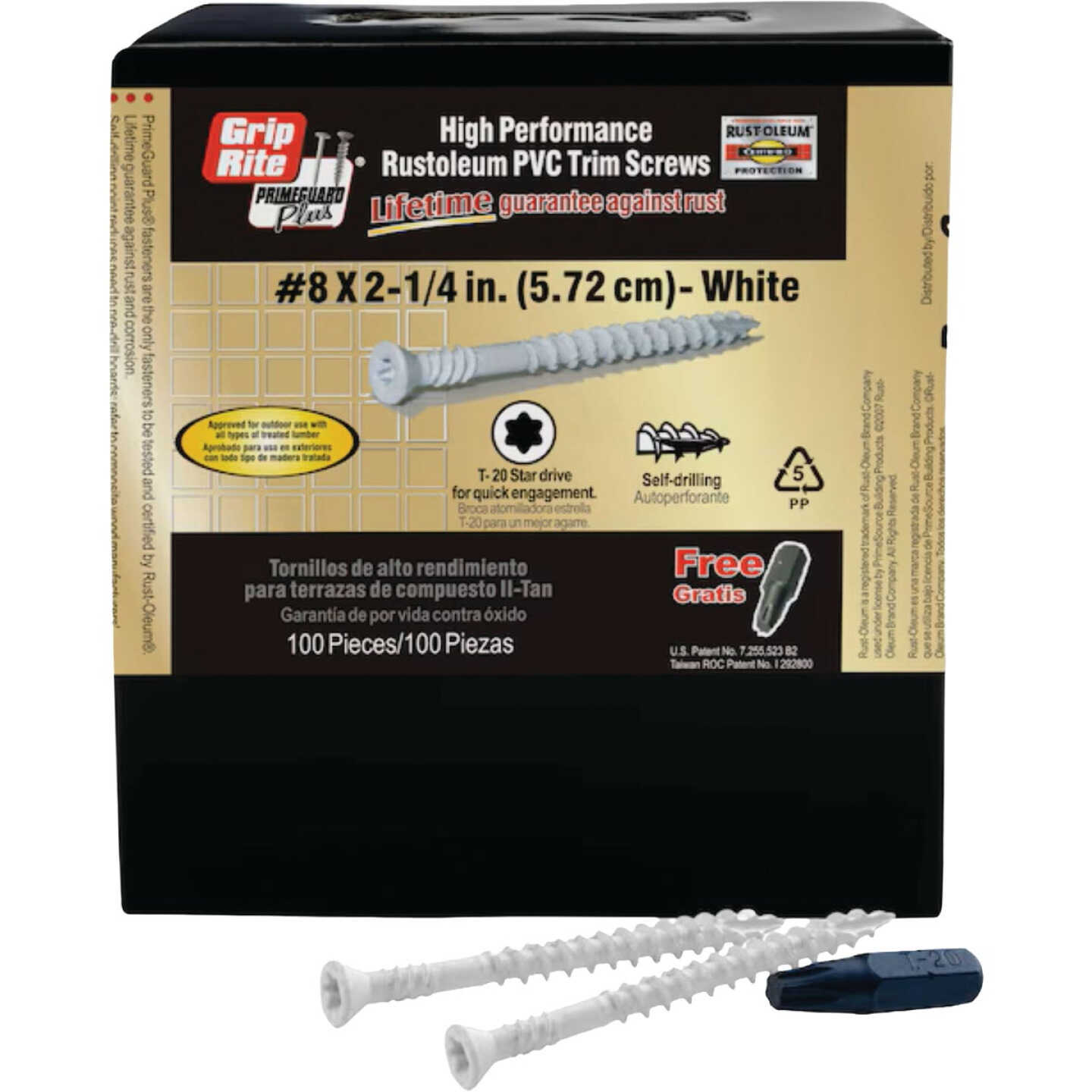 Grip-Rite PrimeGuard Plus #8 x 2-1/4 In. Star Drive White Trim Screw (1 Lb.) Image 1