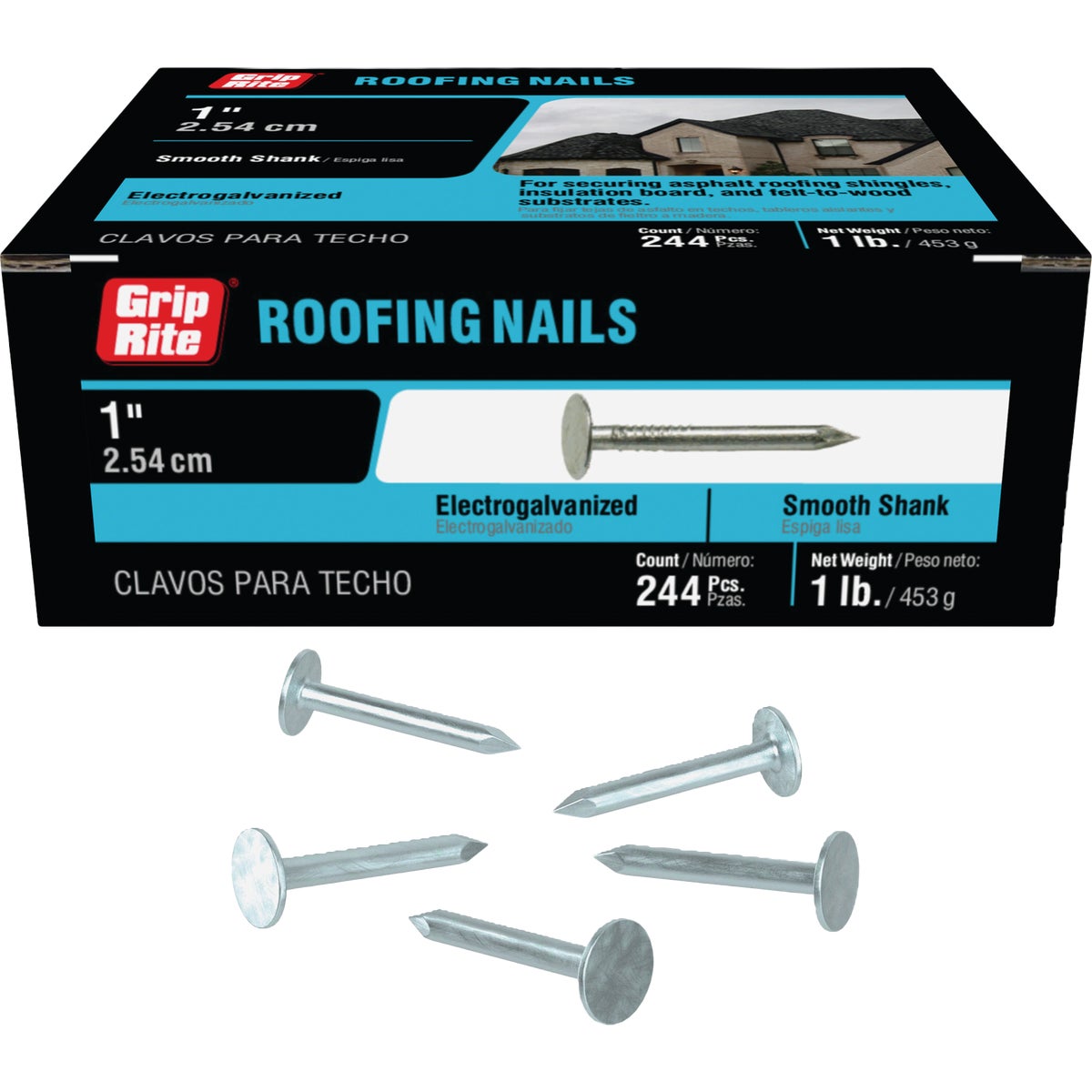 Grip-Rite 1 In. x 11 ga Electrogalvanized Roofing Nails (272-Count)