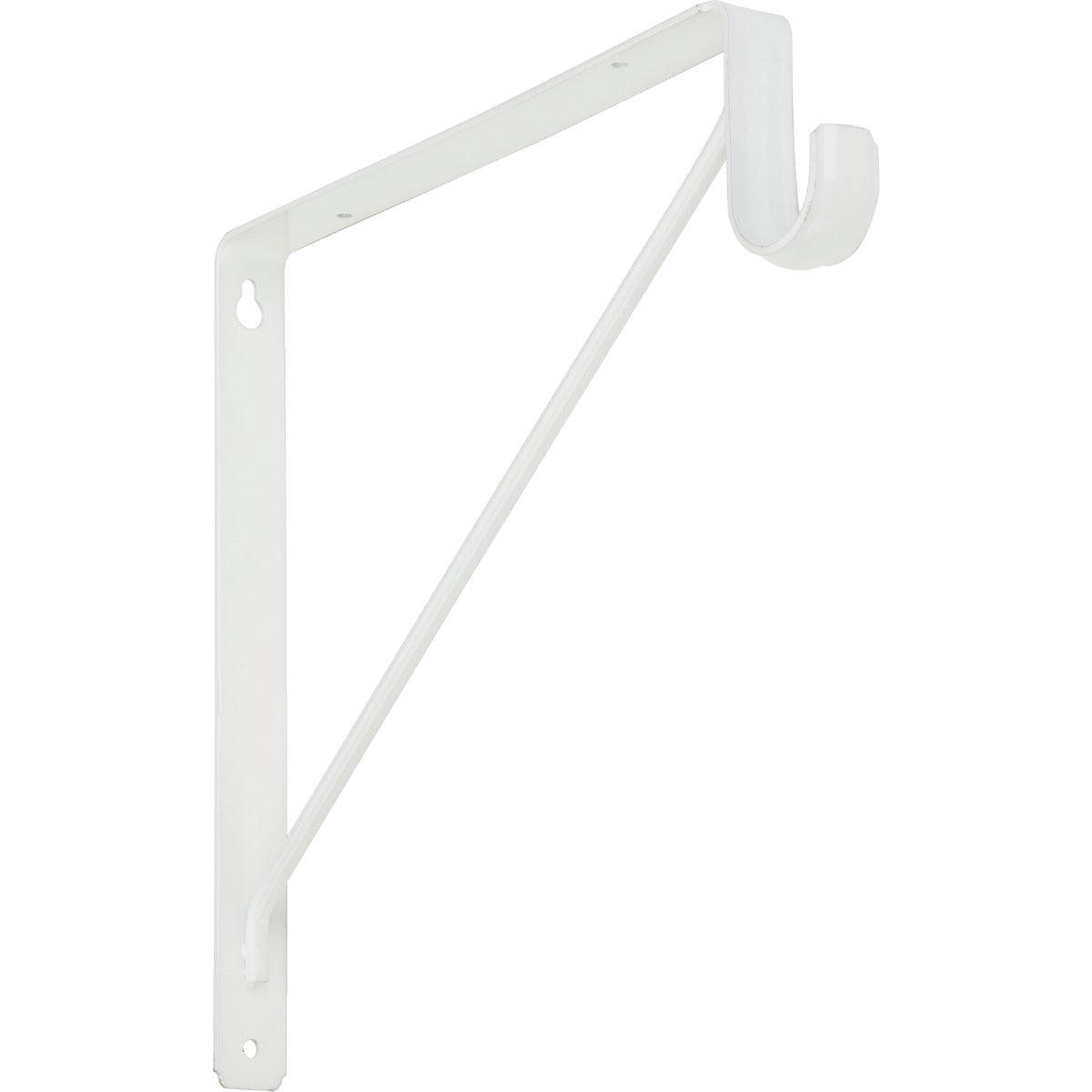 Stanley Home Designs 12-5/8 In. H. x 11 In. D. Shelf & Rod Bracket, White Image 1