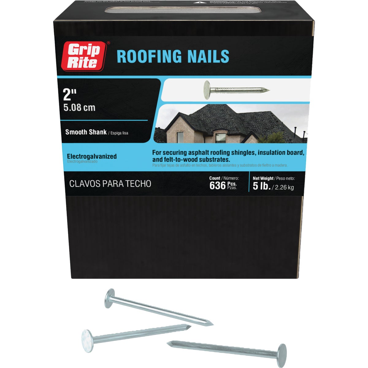 Grip-Rite 2 In. x 11 ga Electrogalvanized Roofing Nails (720-Count) Image 1