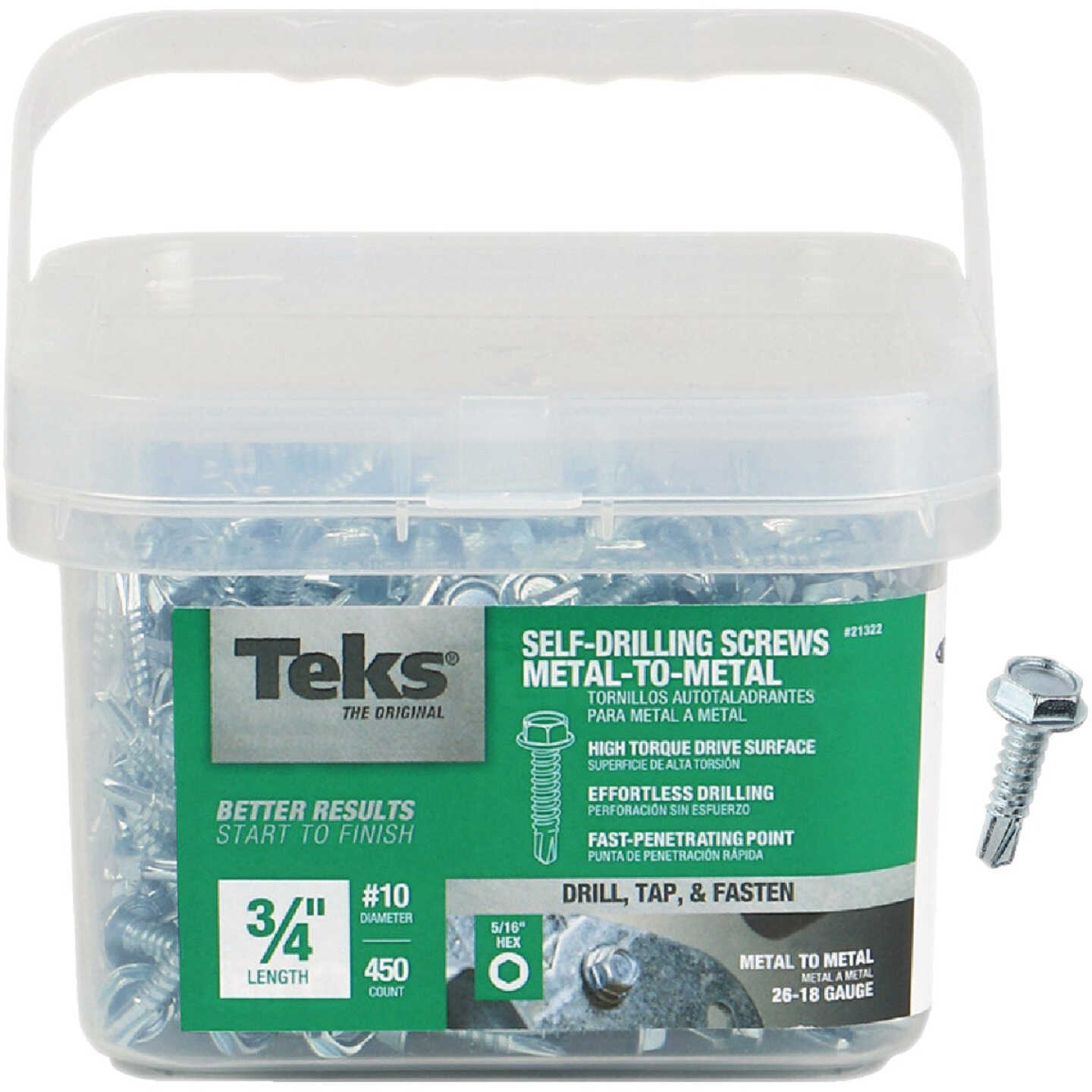 Teks #10 x 3/4 In. Hex Washer Head Drill Point Metal to Metal Screw (450-Count) Image 1