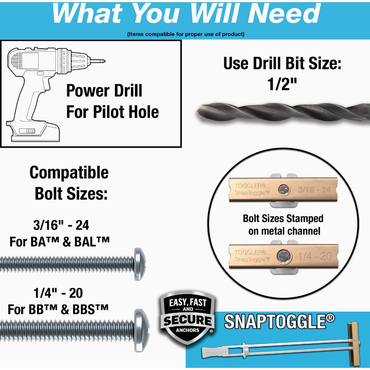 Toggler Snaptoggle 3/16 In.-24 x 2 In. Toggle Bolt (2-Count) Image 3